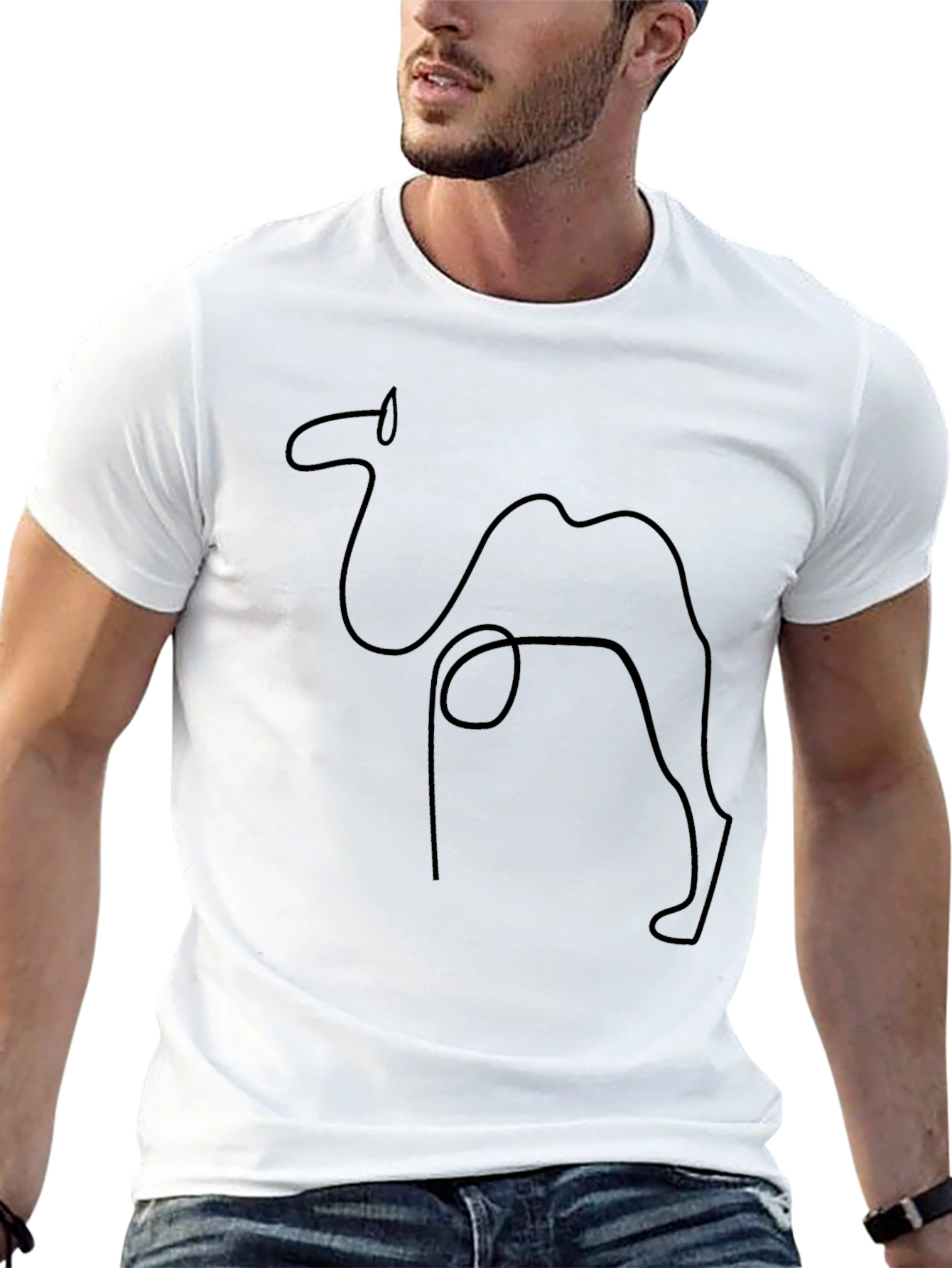 Minimalist Camel Outline Black T-Shirt