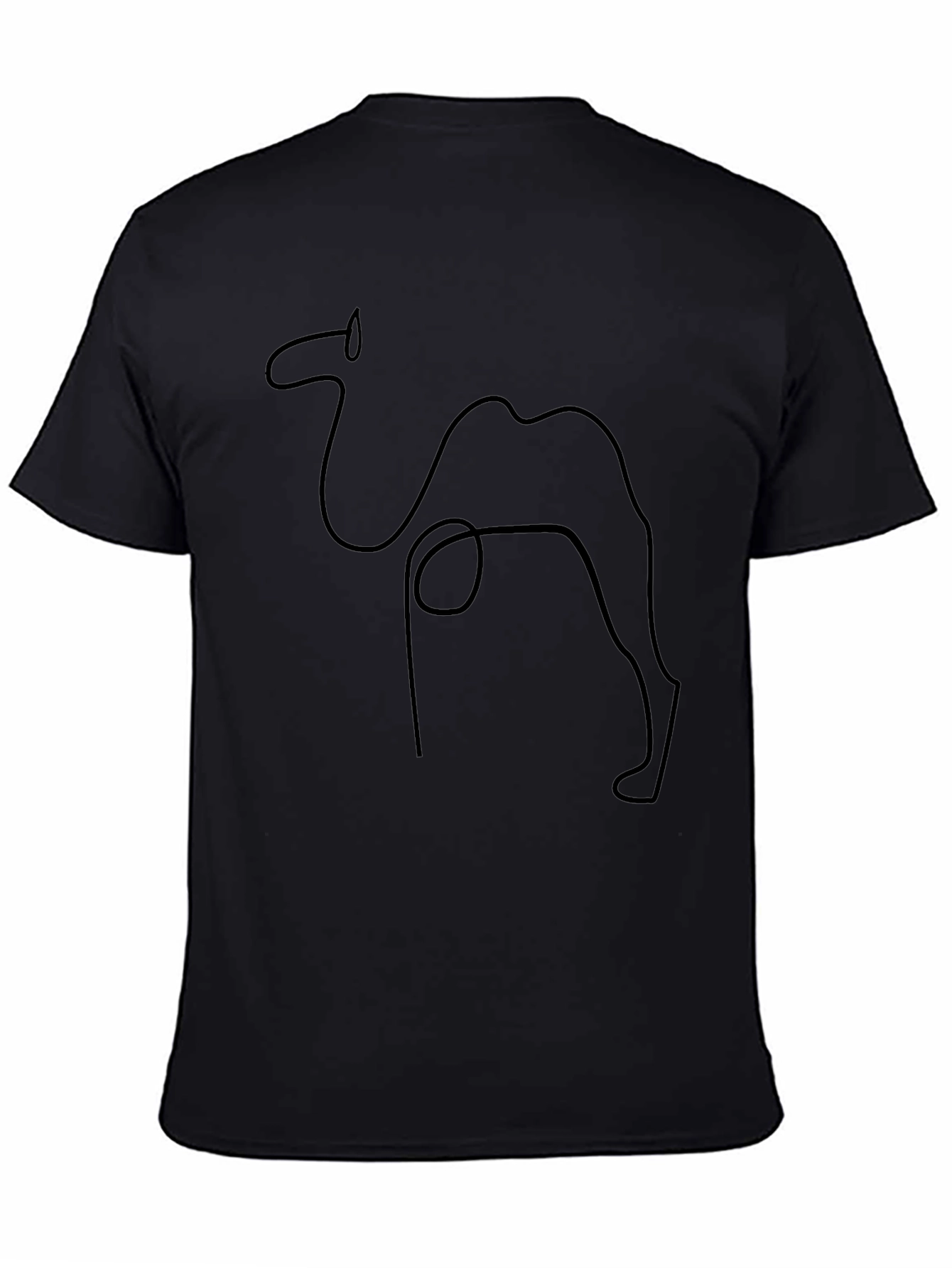 Minimalist Camel Outline Black T-Shirt
