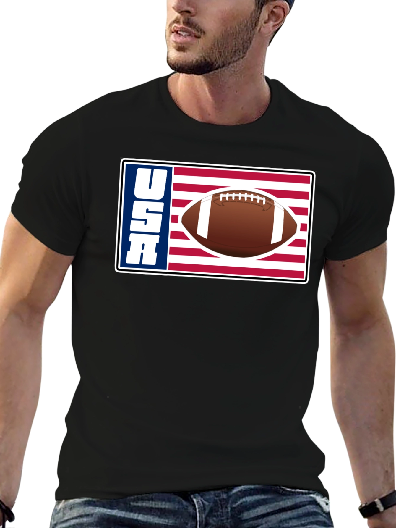 USA Football Graphic Tee - Patriotic American Football
