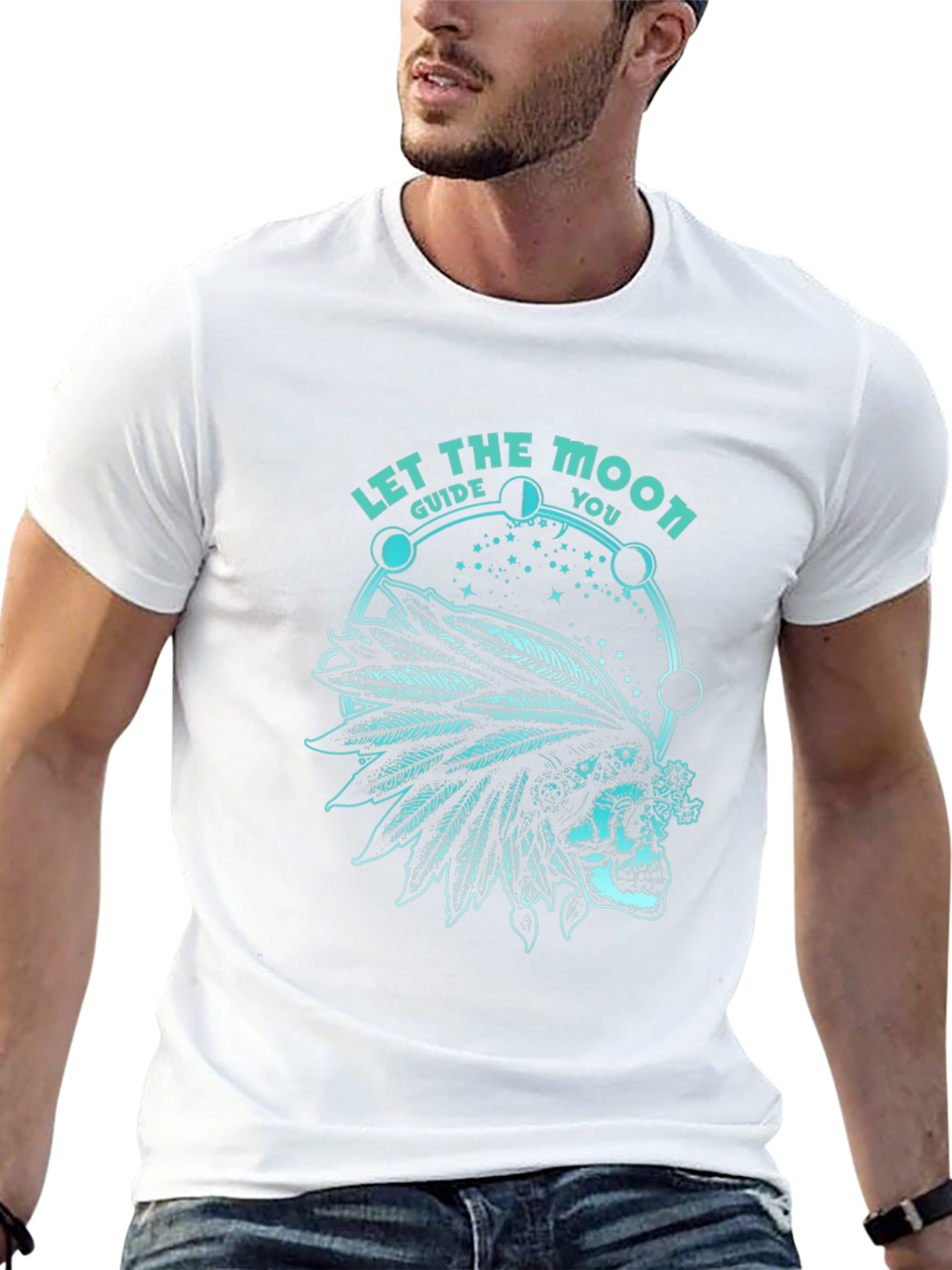 Skull and Moon Phases Graphic T-Shirt