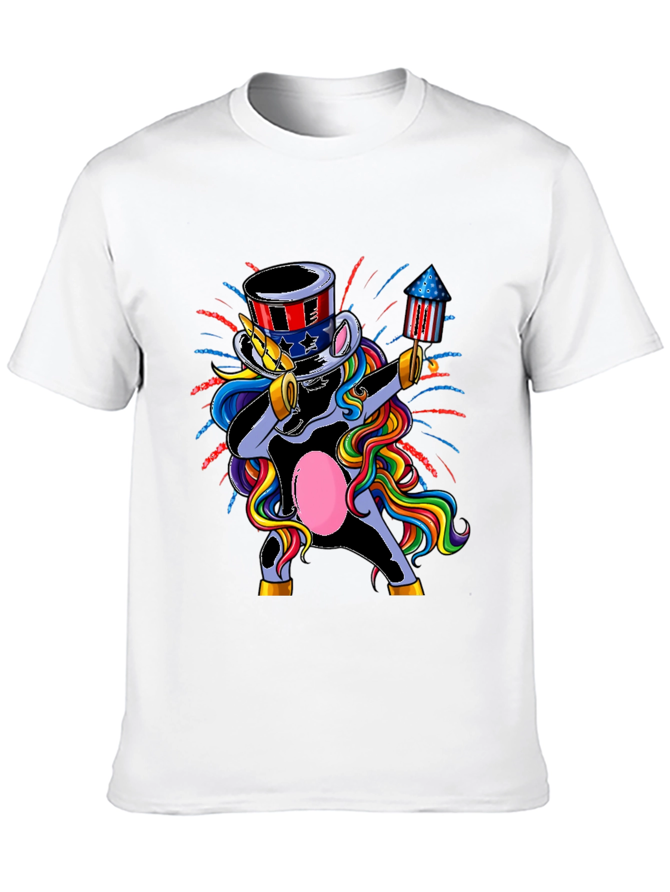 Patriotic Unicorn Dabbing Graphic T-Shirt