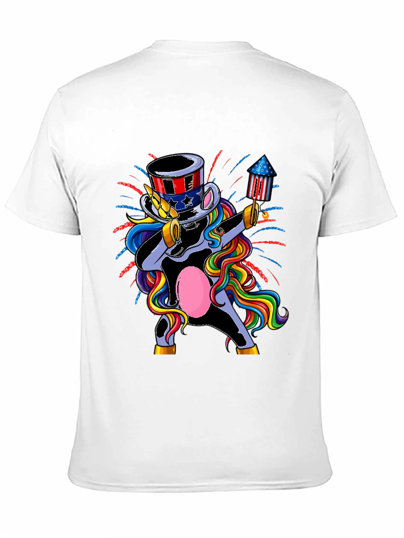 Patriotic Unicorn Dabbing Graphic T-Shirt