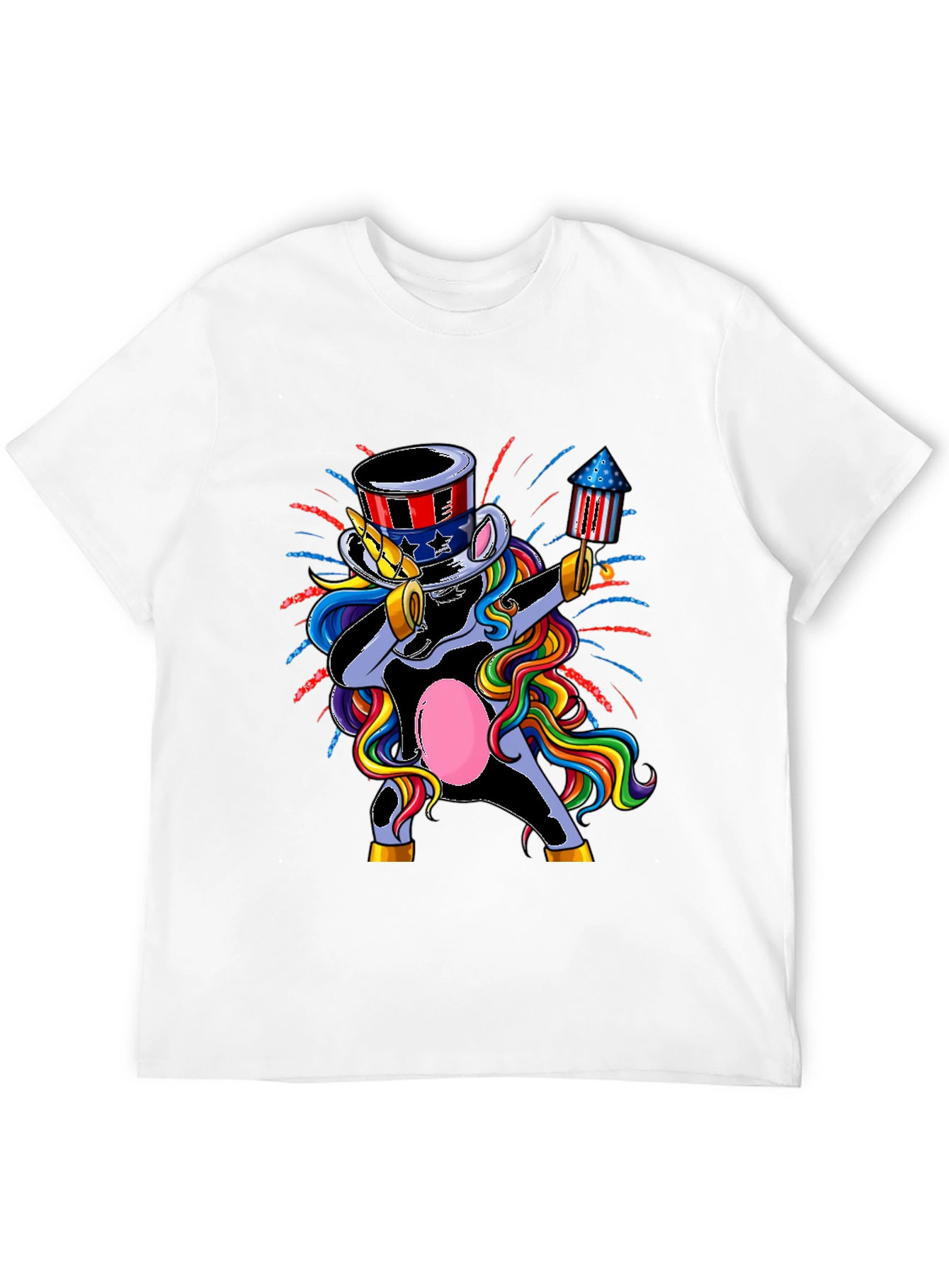 Patriotic Unicorn Dabbing Graphic T-Shirt