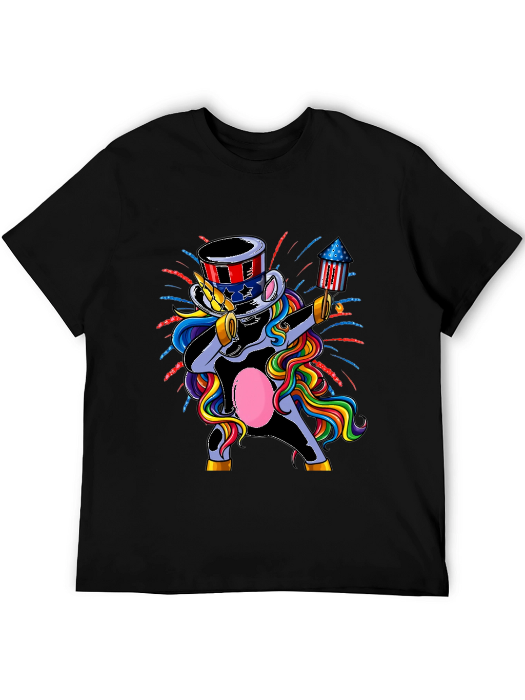 Patriotic Unicorn Dabbing Graphic T-Shirt