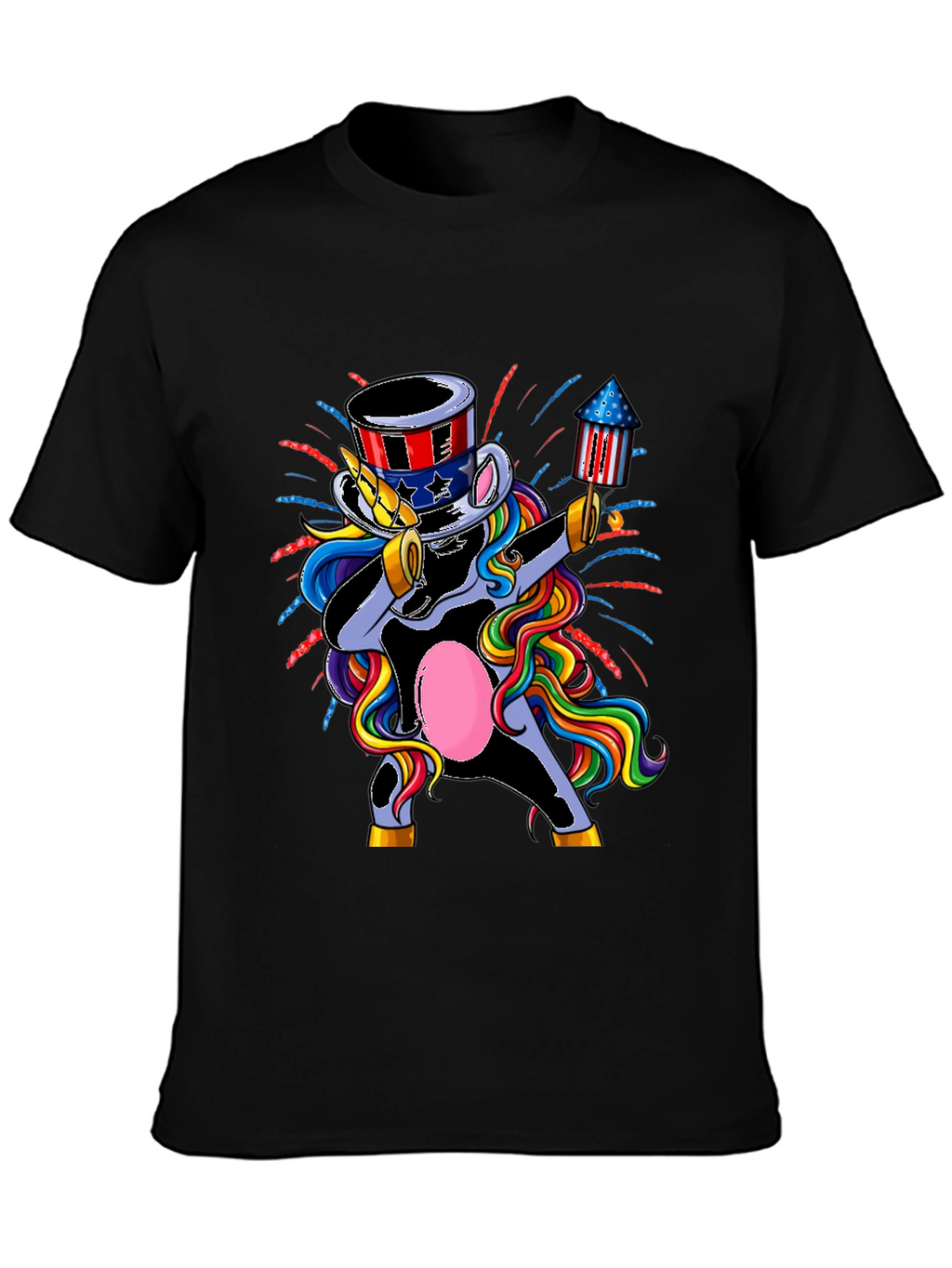 Patriotic Unicorn Dabbing Graphic T-Shirt