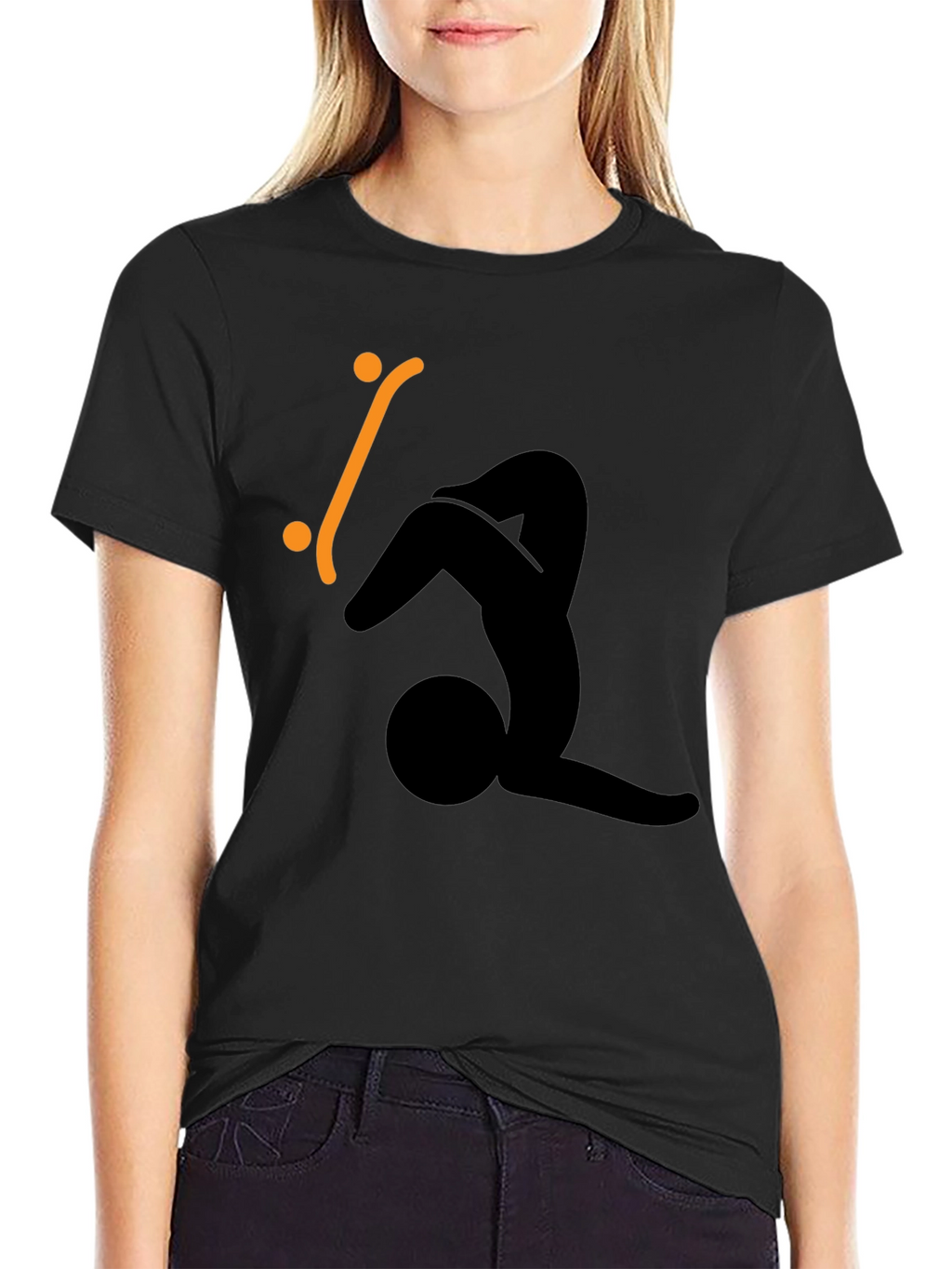 Skateboard Silhouette Graphic Tee - Black