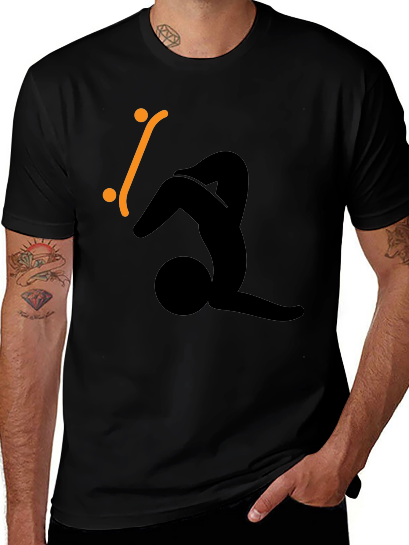 Skateboard Silhouette Graphic Tee - Black