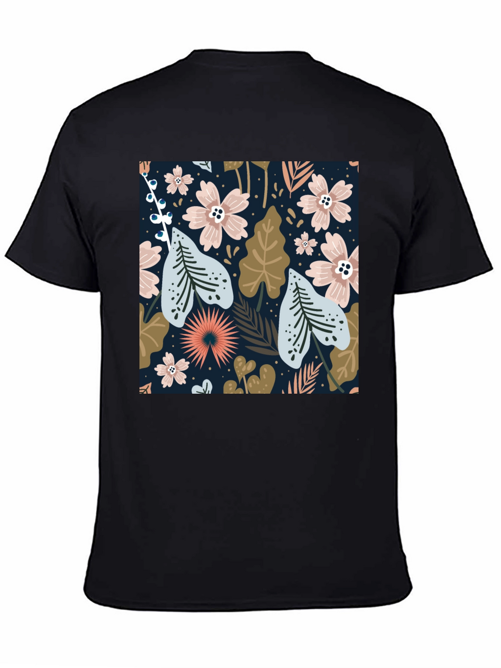 Floral Print Black Tee