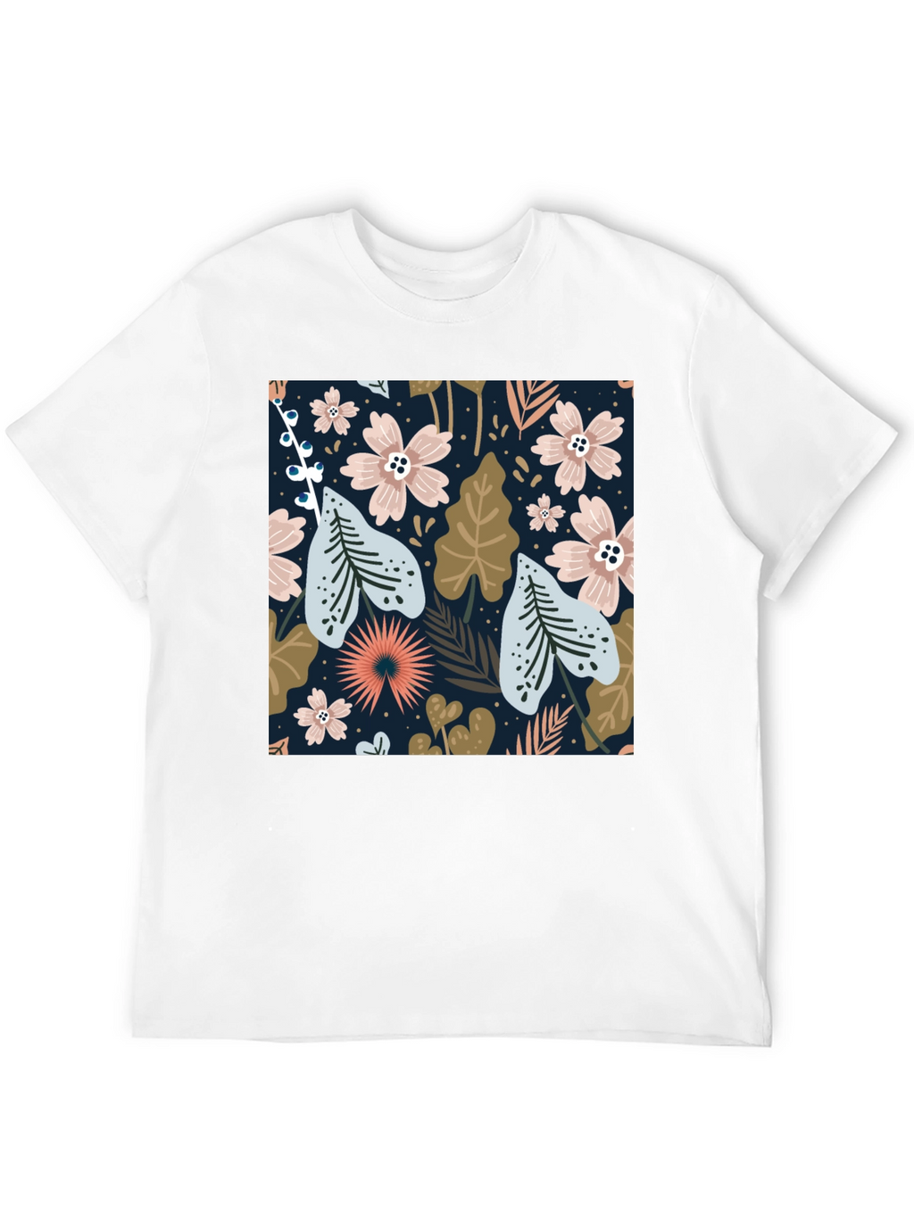 Floral Print Black Tee