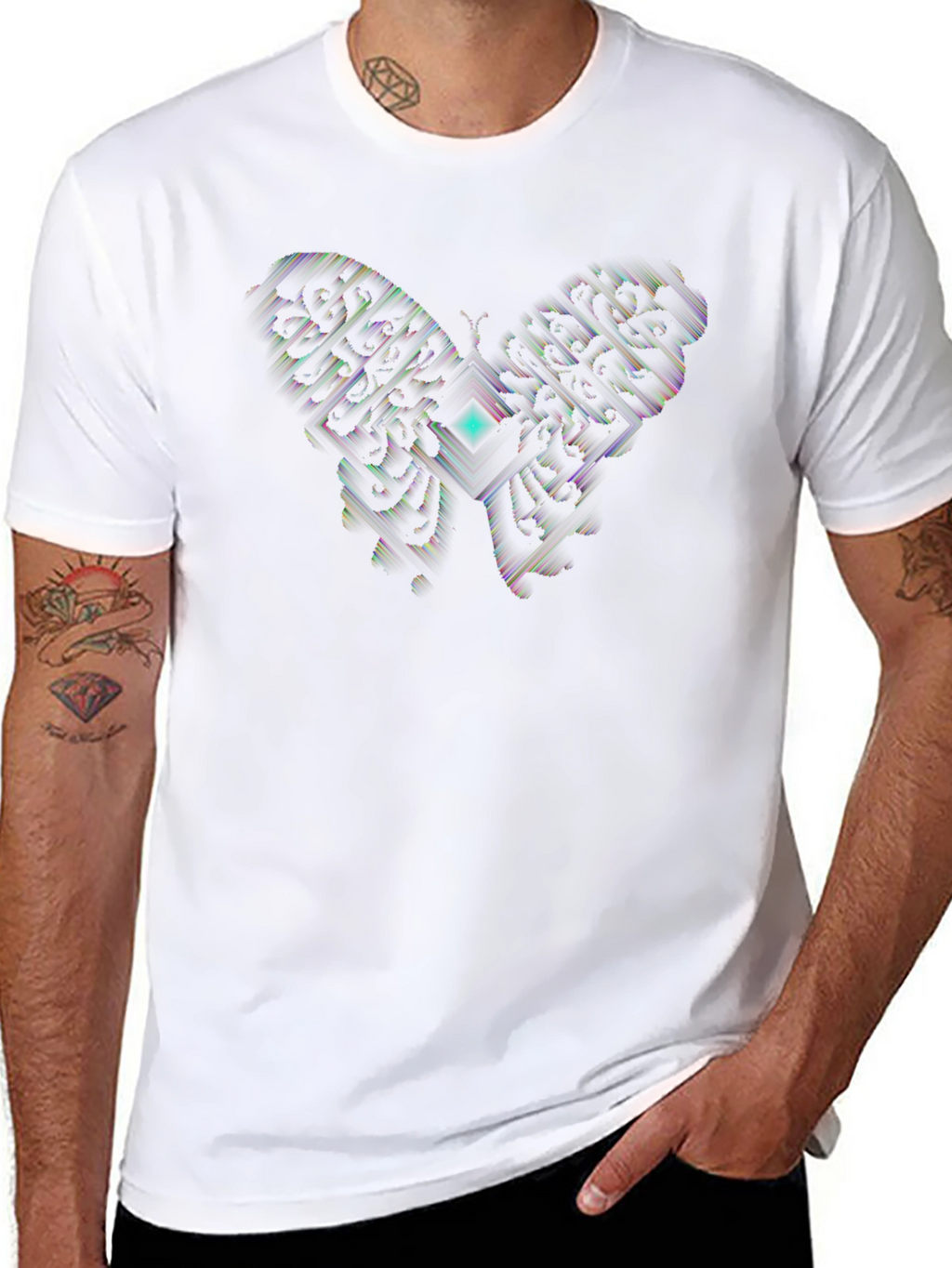 Abstract Butterfly Graphic Black T-Shirt