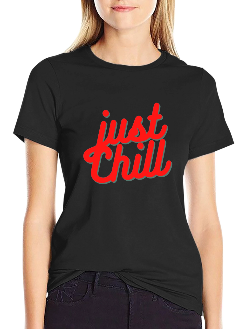 Just Chill Graphic Print Black T-Shirt