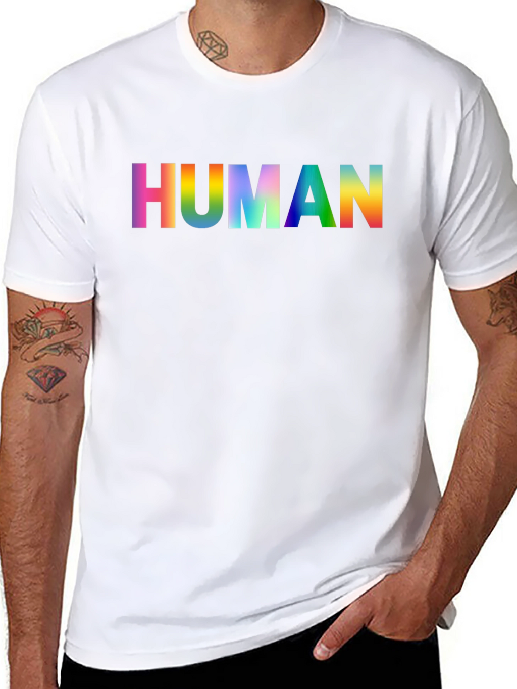 Rainbow HUMAN Graphic Tee - Pride Shirt