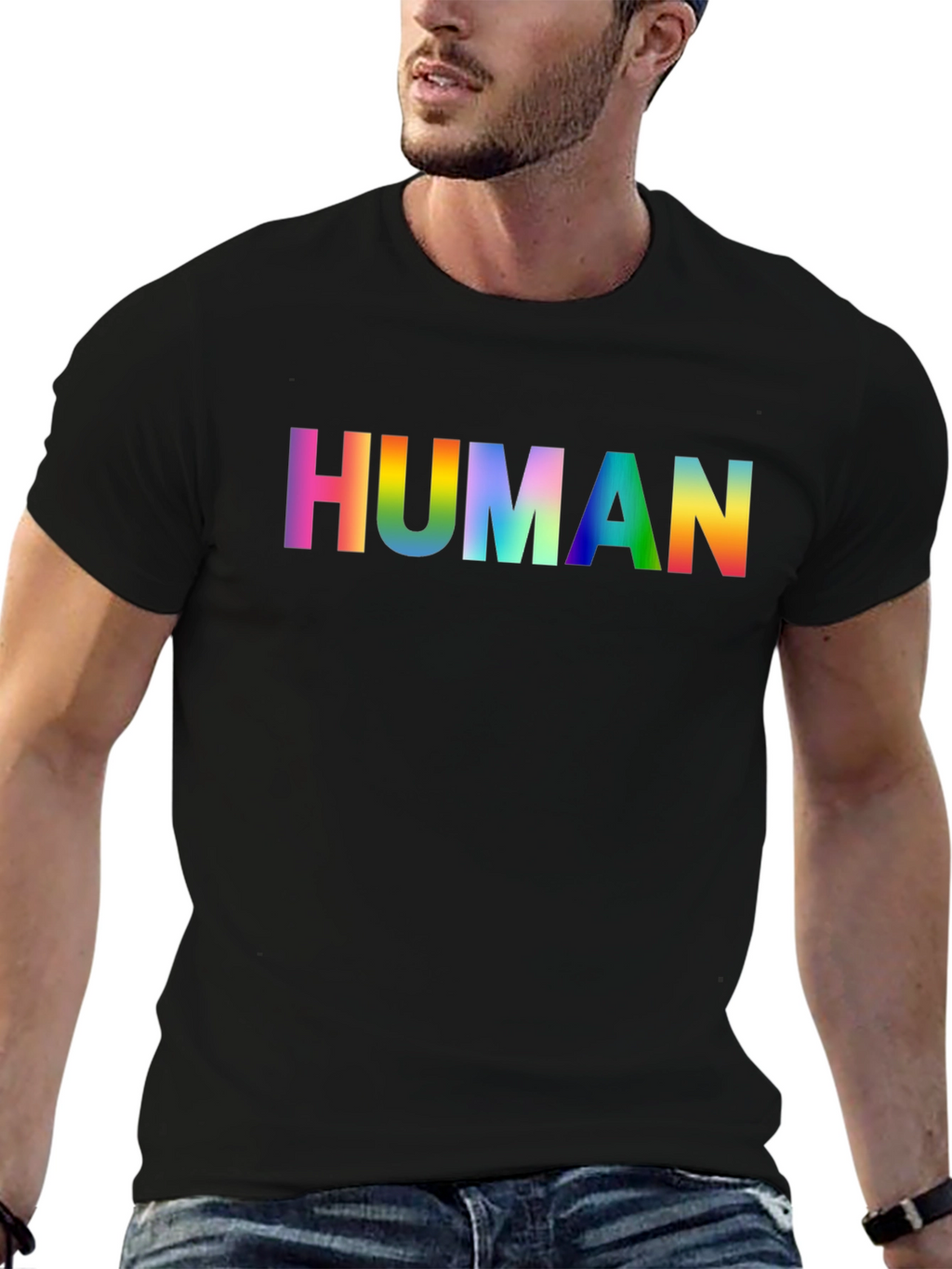Rainbow HUMAN Graphic Tee - Pride Shirt