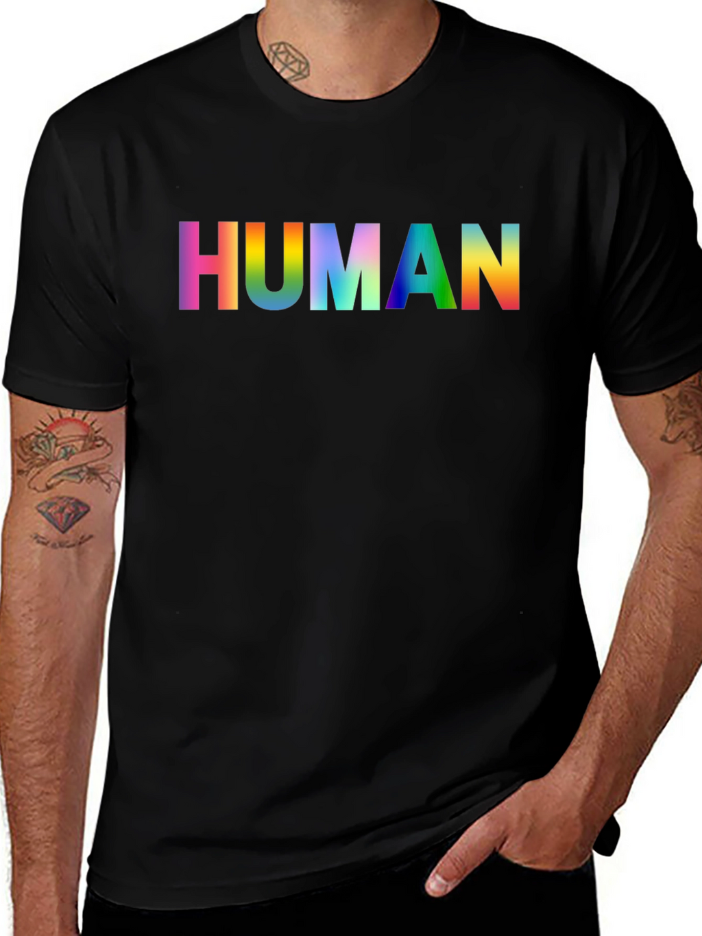 Rainbow HUMAN Graphic Tee - Pride Shirt