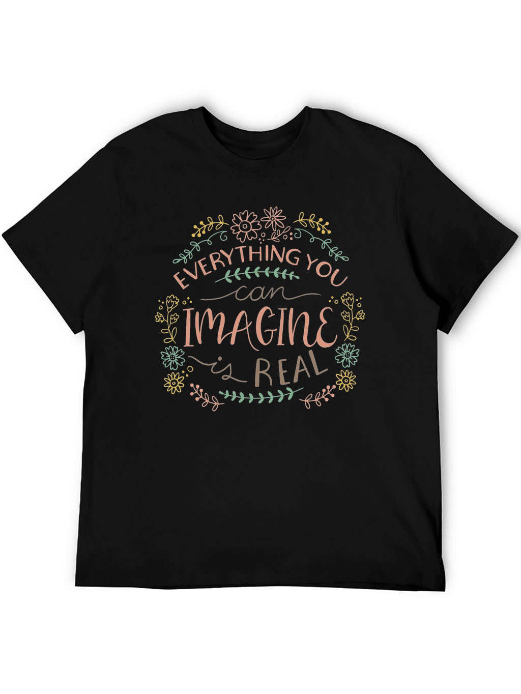 Imagine is Real Black Graphic T-Shirt
