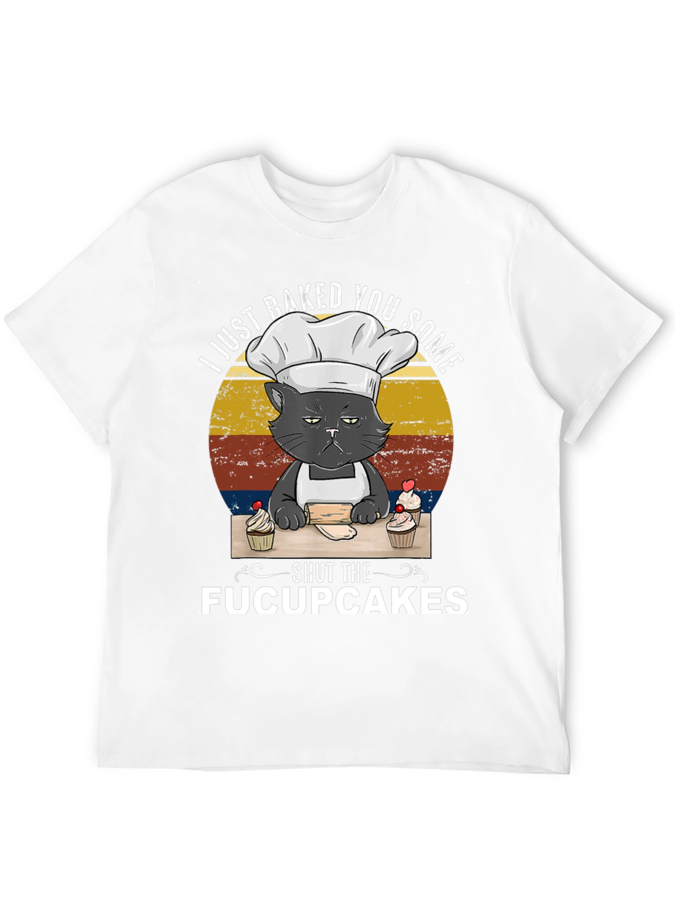 Funny Cat Baker T-Shirt - Shut The Fucupcakes