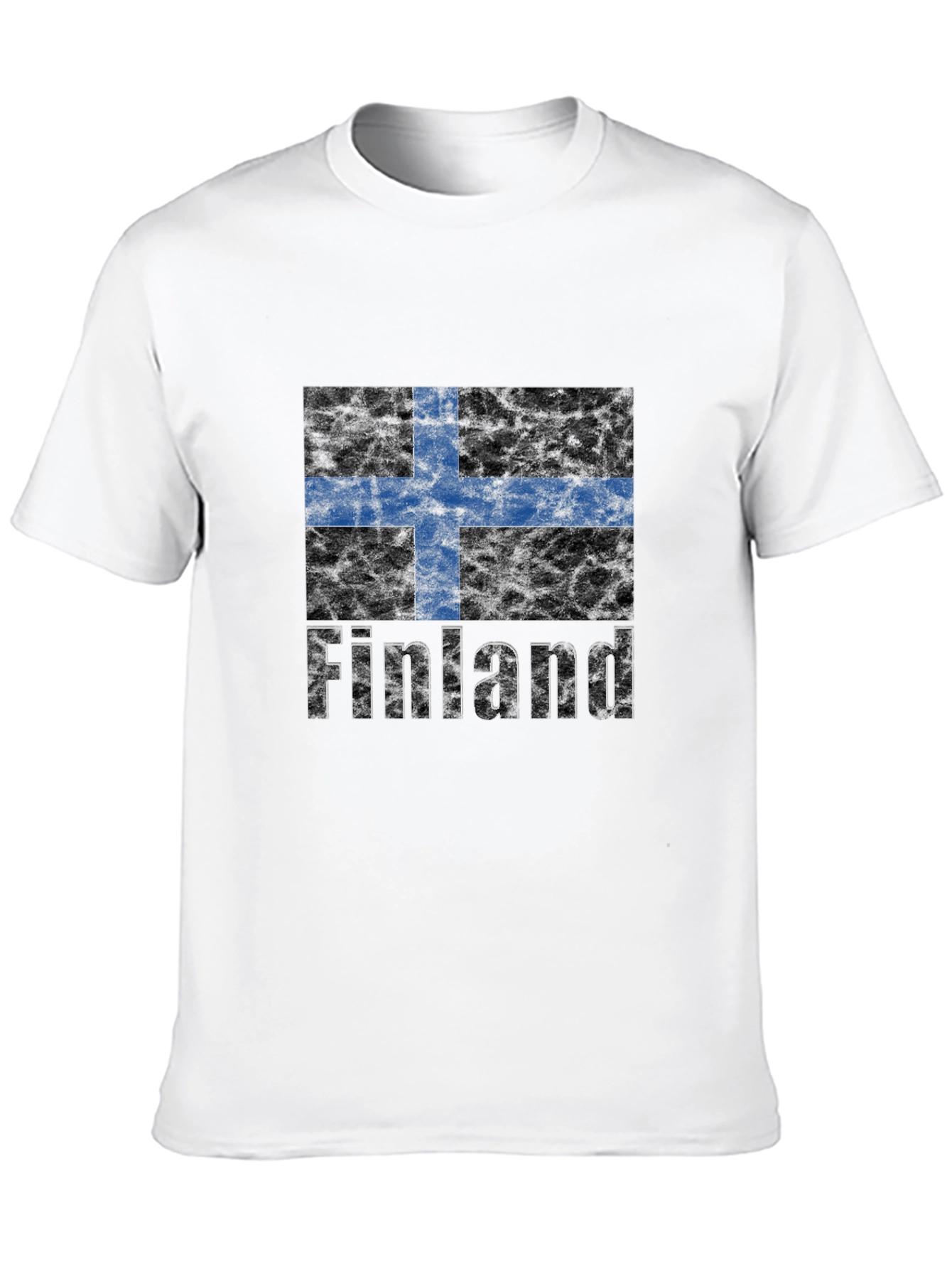 Finland Flag Graphic Print Black T-Shirt