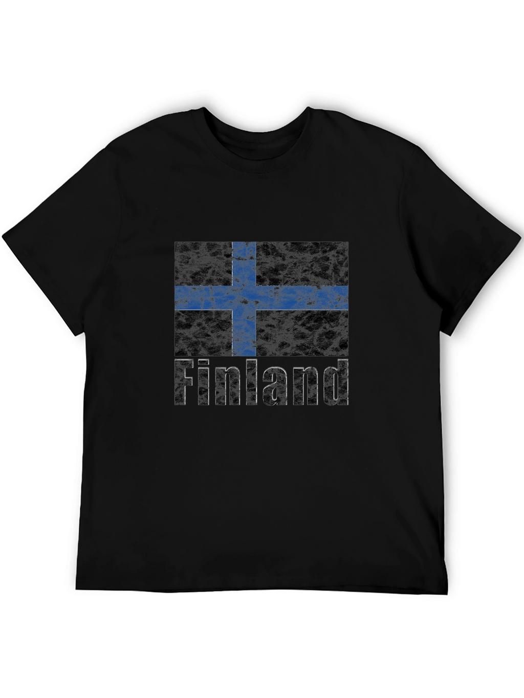 Finland Flag Graphic Print Black T-Shirt