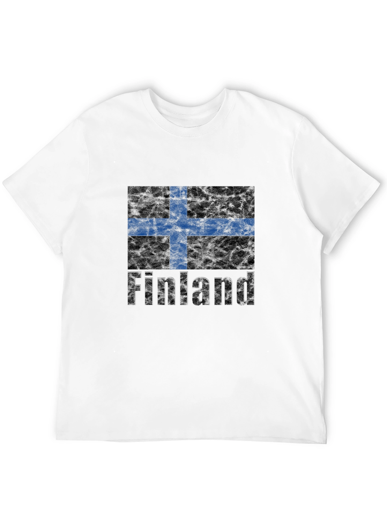 Finland Flag Graphic Print Black T-Shirt