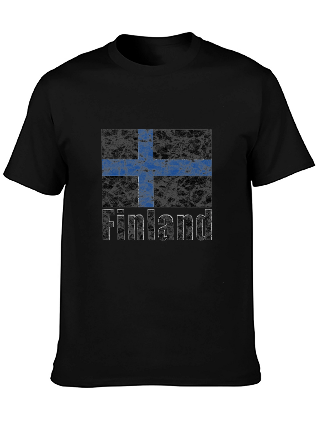 Finland Flag Graphic Print Black T-Shirt