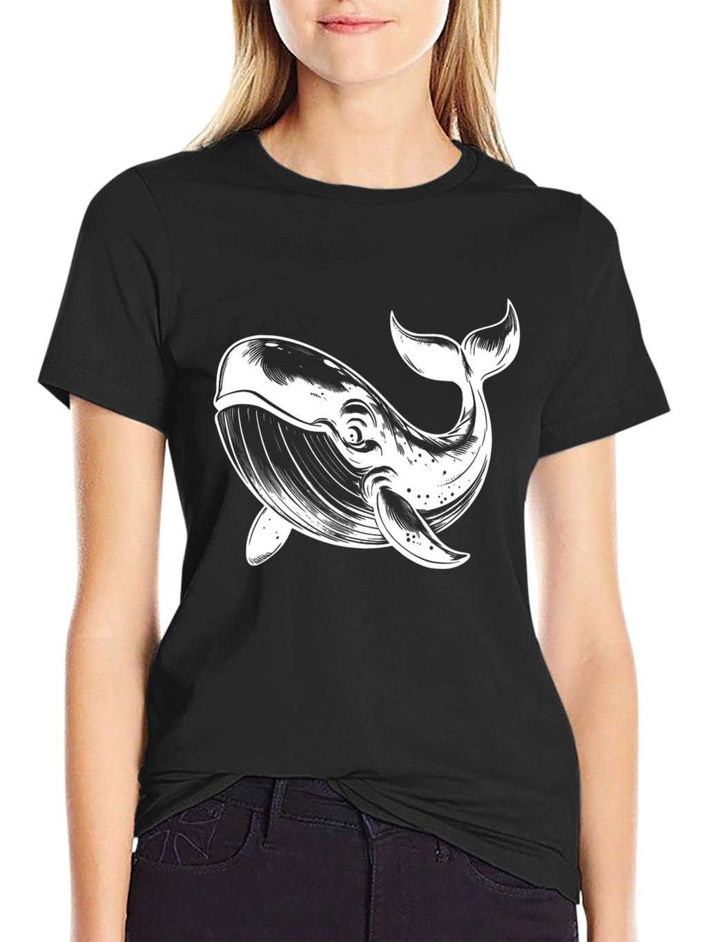 Black Whale Graphic Tee - Mens Casual T-Shirt