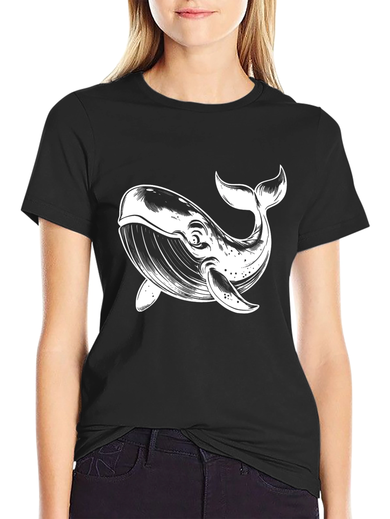 Black Whale Graphic Tee - Mens Casual T-Shirt