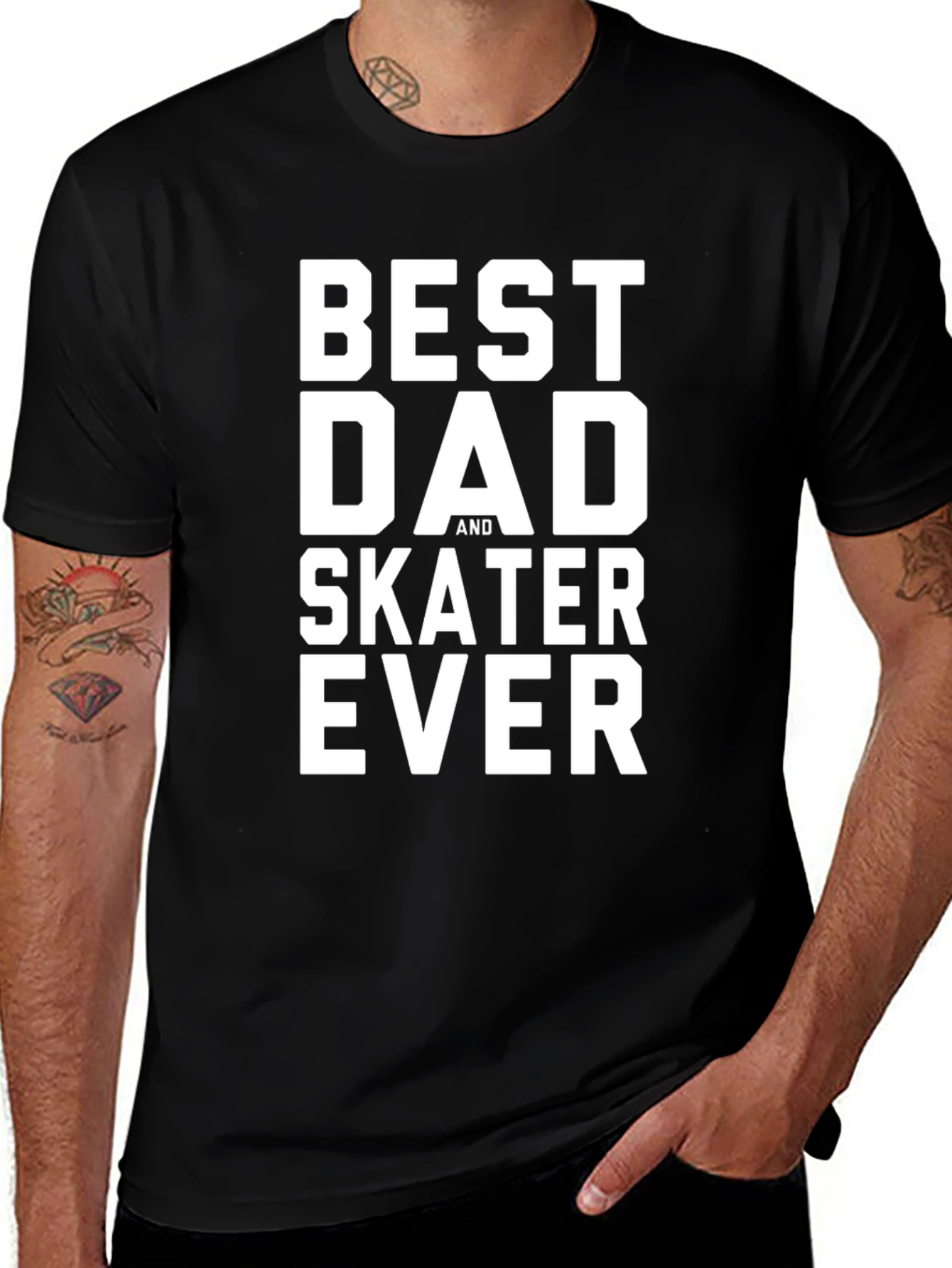 Best Dad and Skater Ever Black T-Shirt