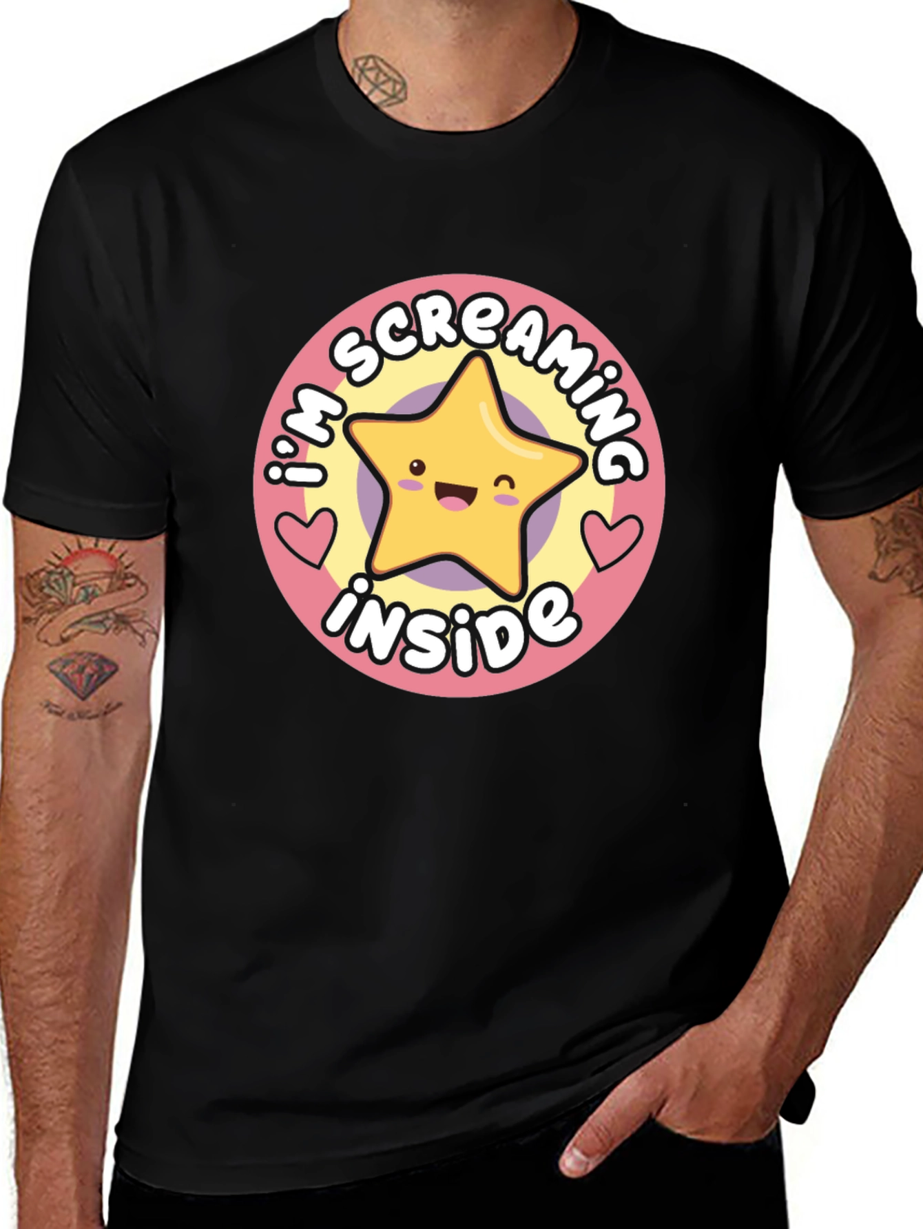 Screaming Inside Star Graphic T-Shirt - Soft Cotton