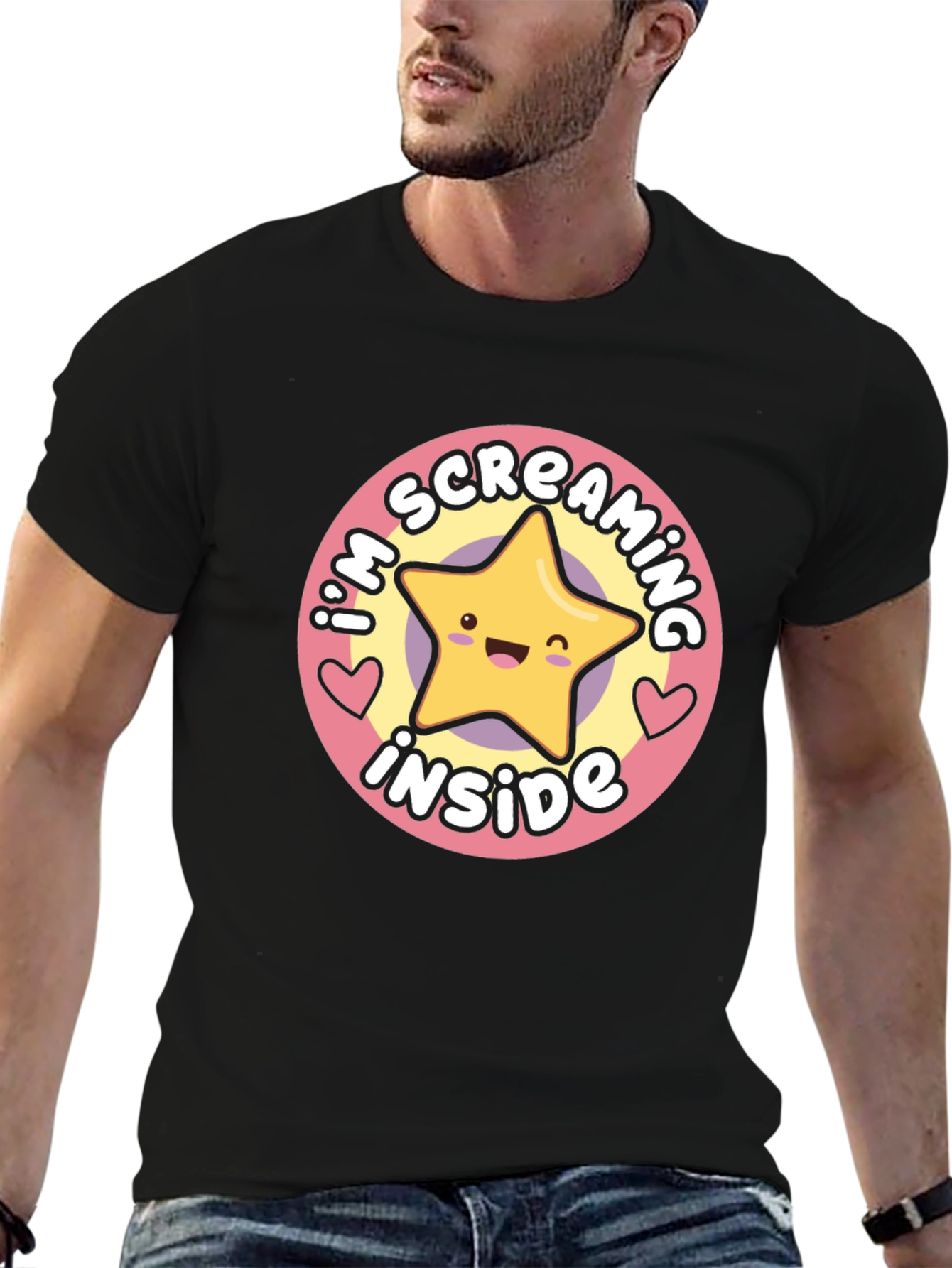 Screaming Inside Star Graphic T-Shirt - Soft Cotton