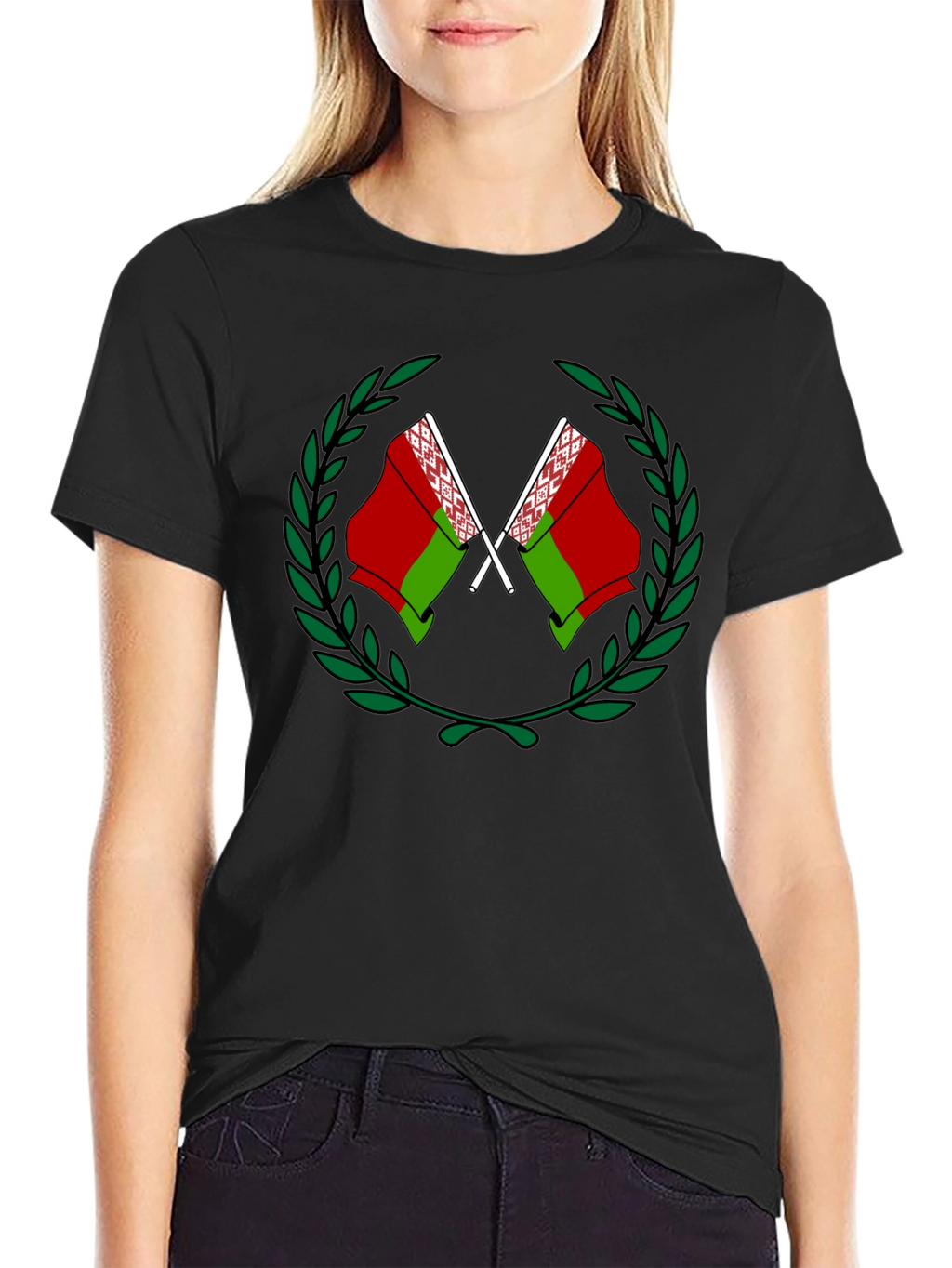 Belarusian Flag Graphic Black T-Shirt
