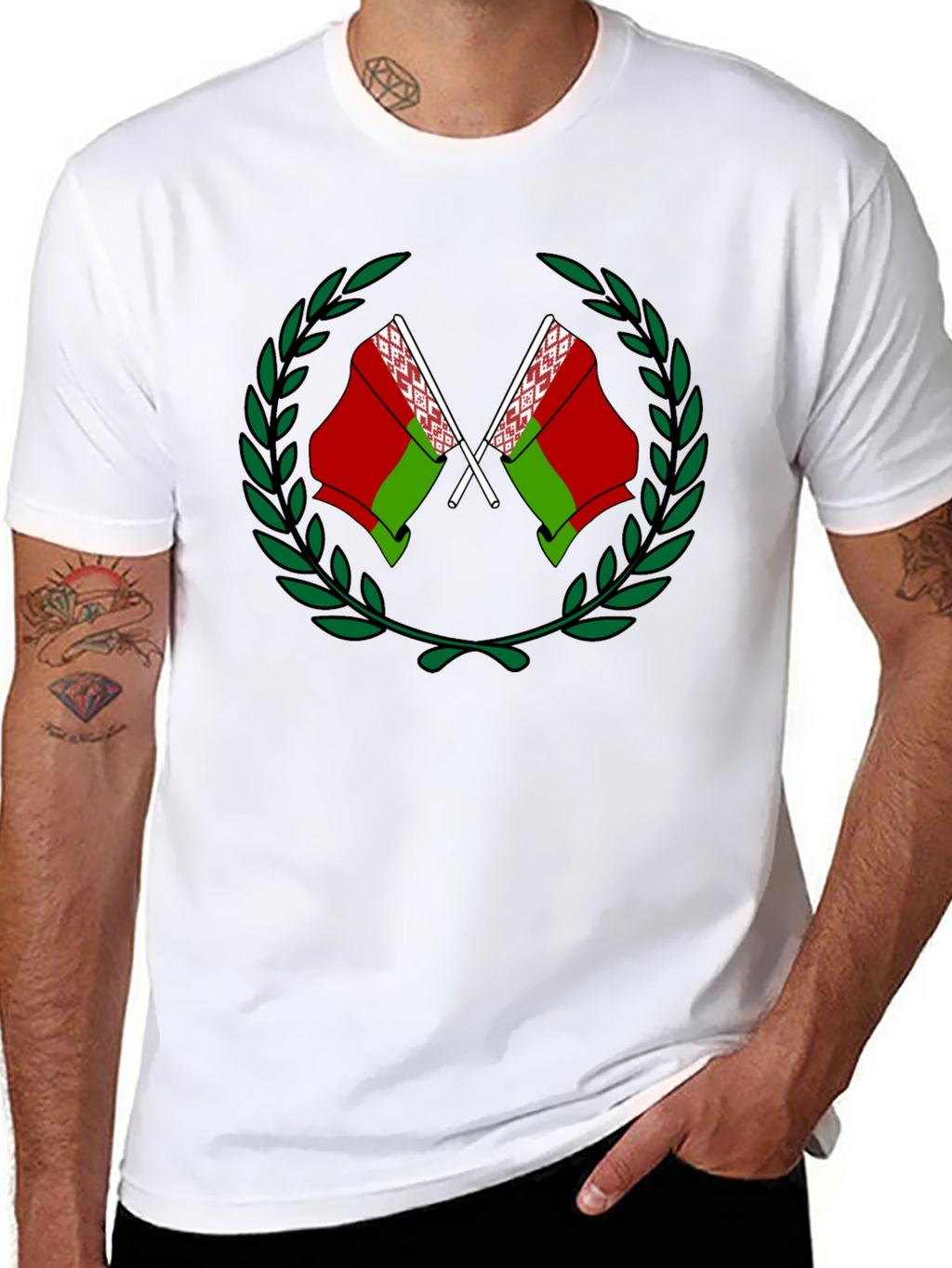 Belarusian Flag Graphic Black T-Shirt