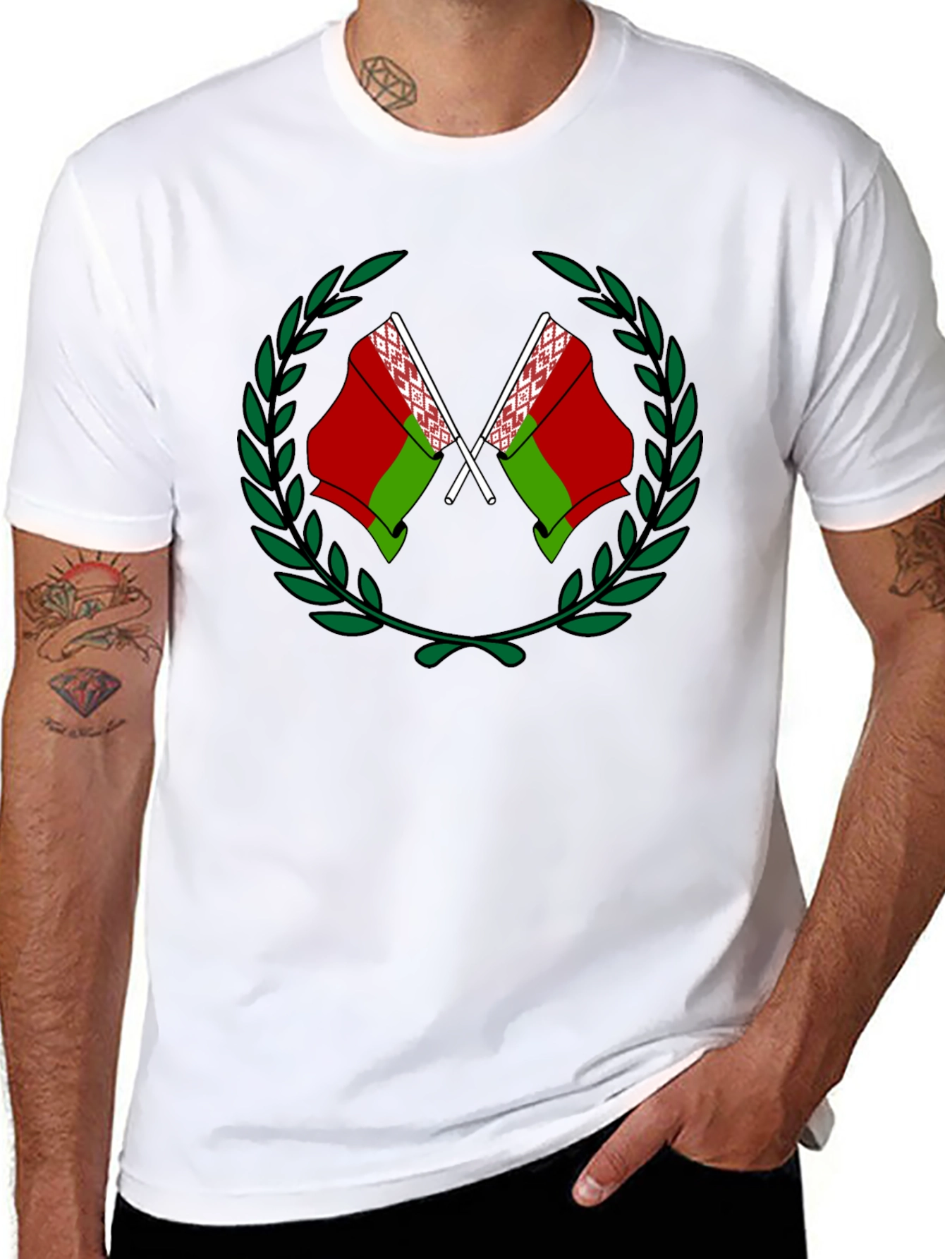 Belarusian Flag Graphic Black T-Shirt