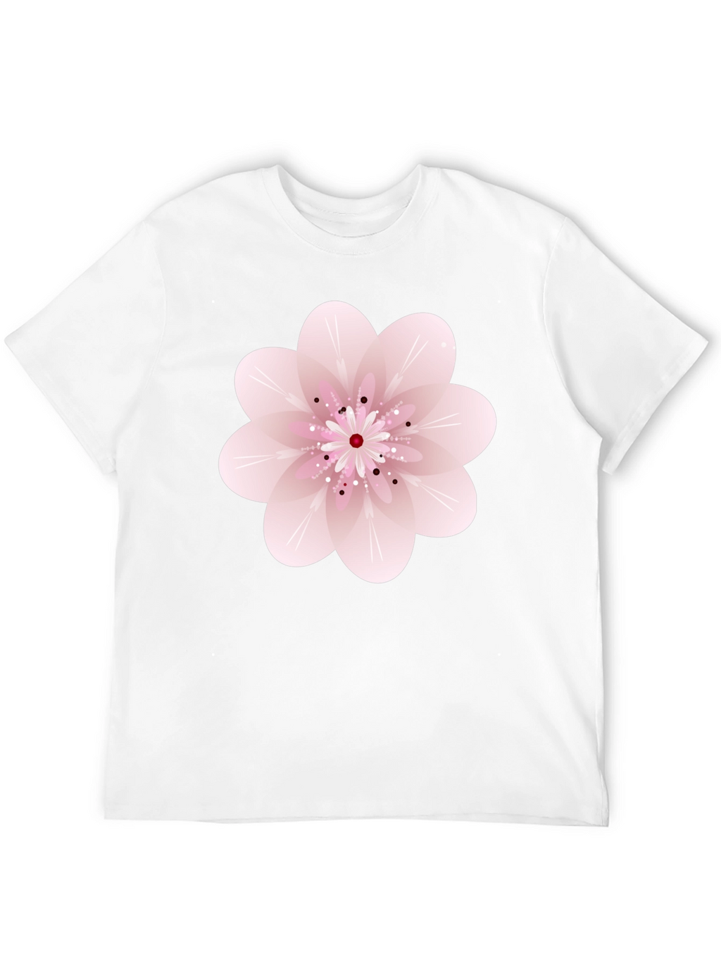 Black T-Shirt with Pink Floral Design