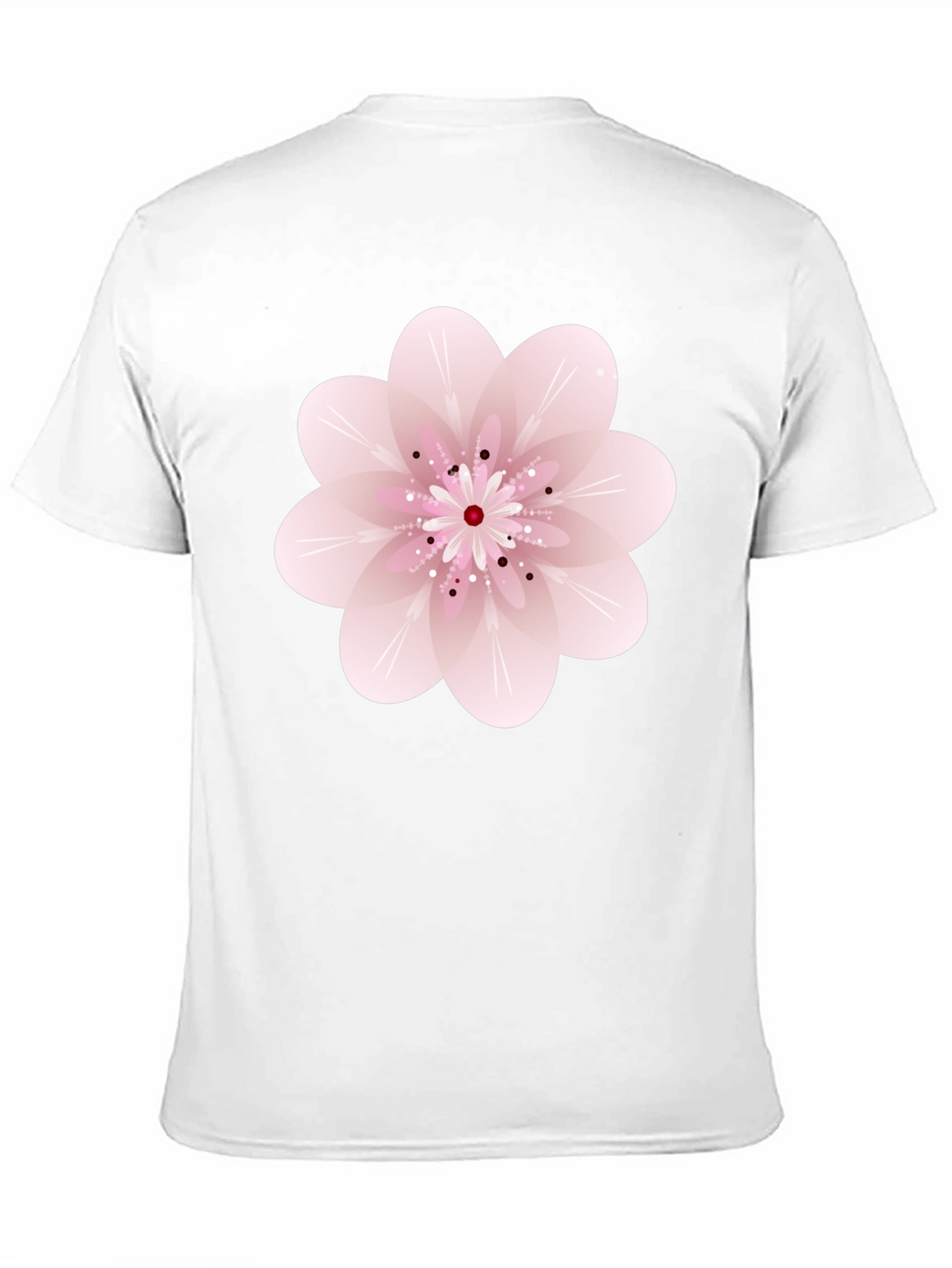 Black T-Shirt with Pink Floral Design