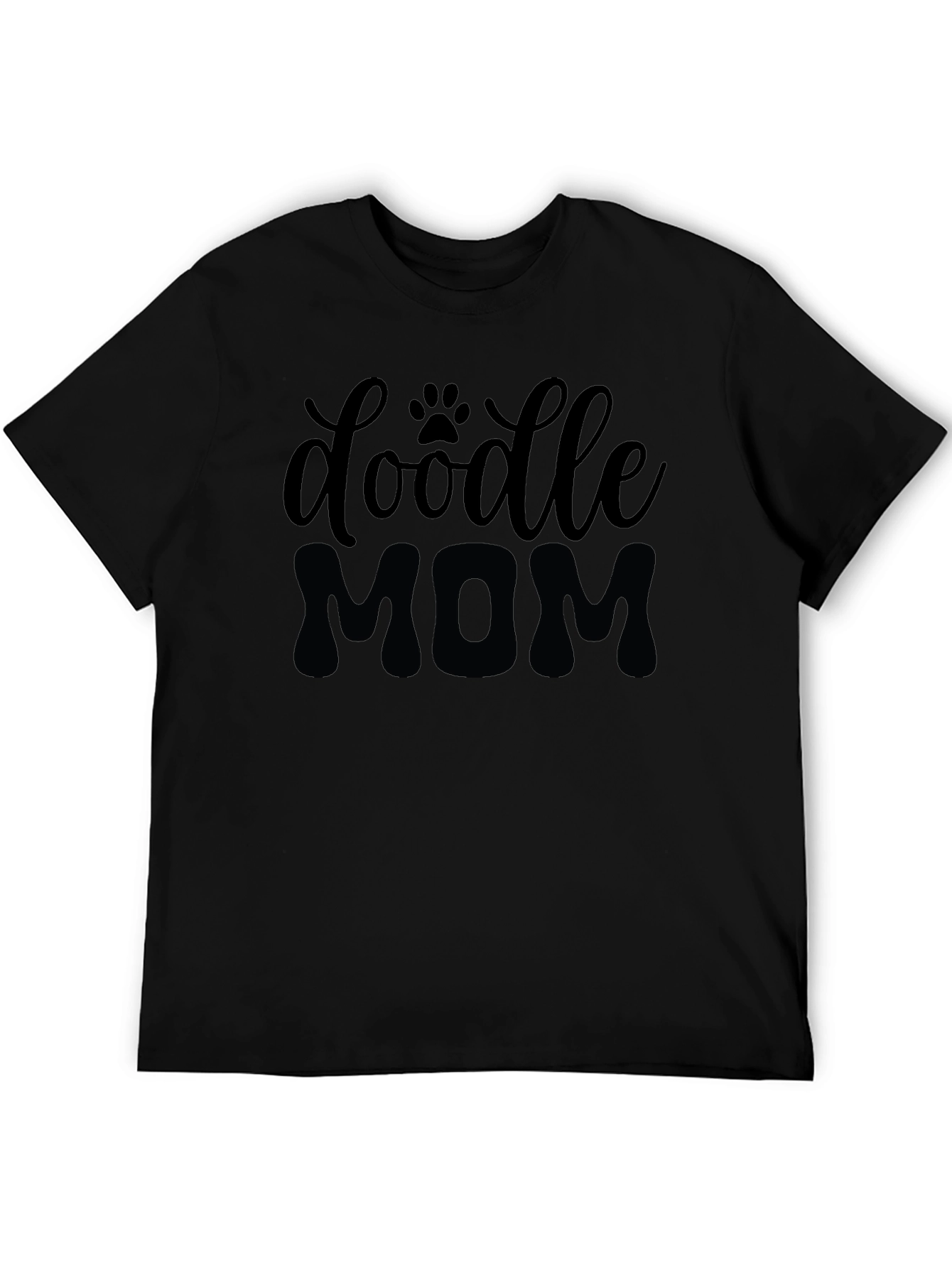 Doodle Mom Graphic Tee - Black Cotton T-Shirt