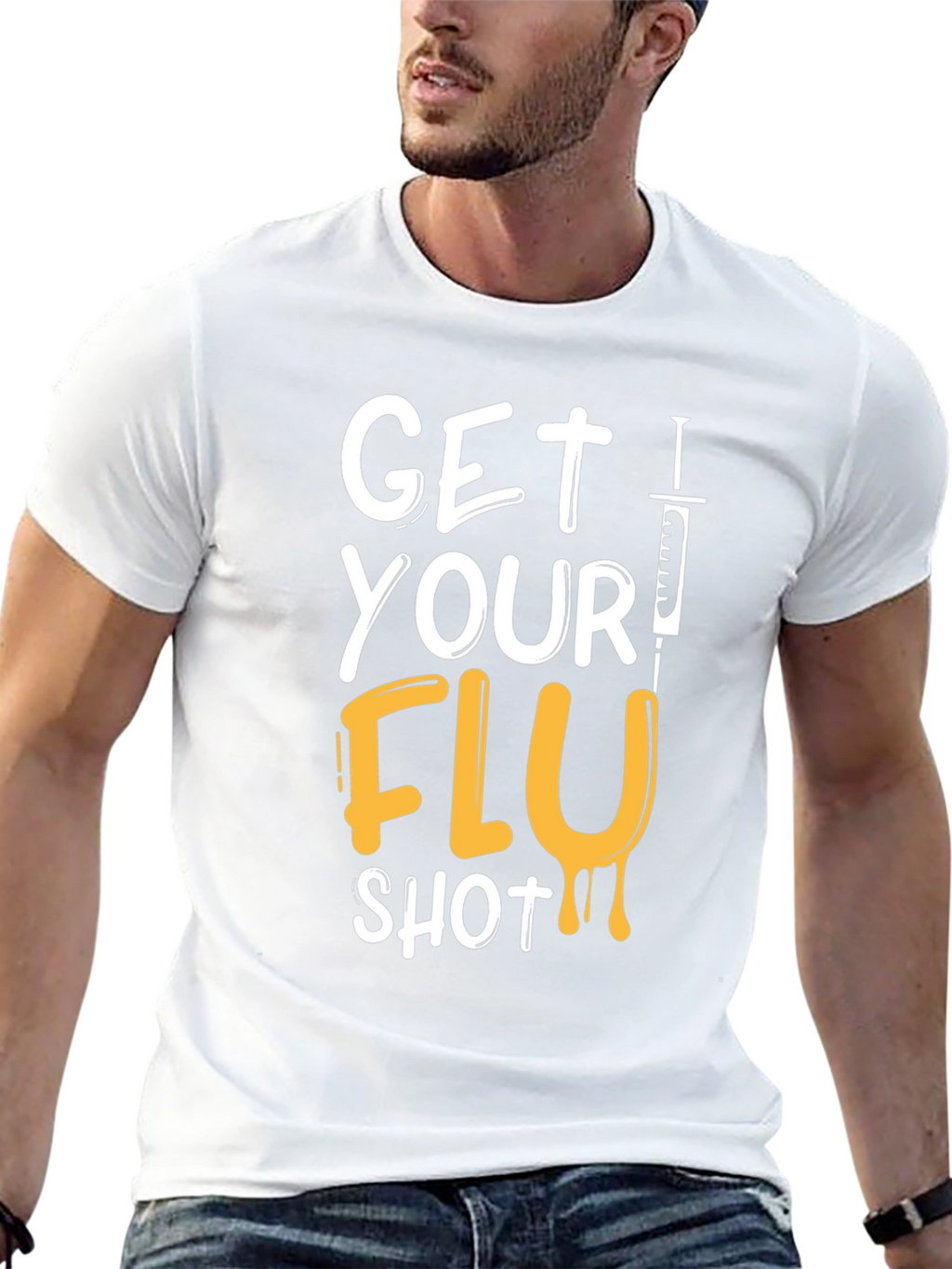 Get Your Flu Shot T-Shirt - Black Graphic Tee