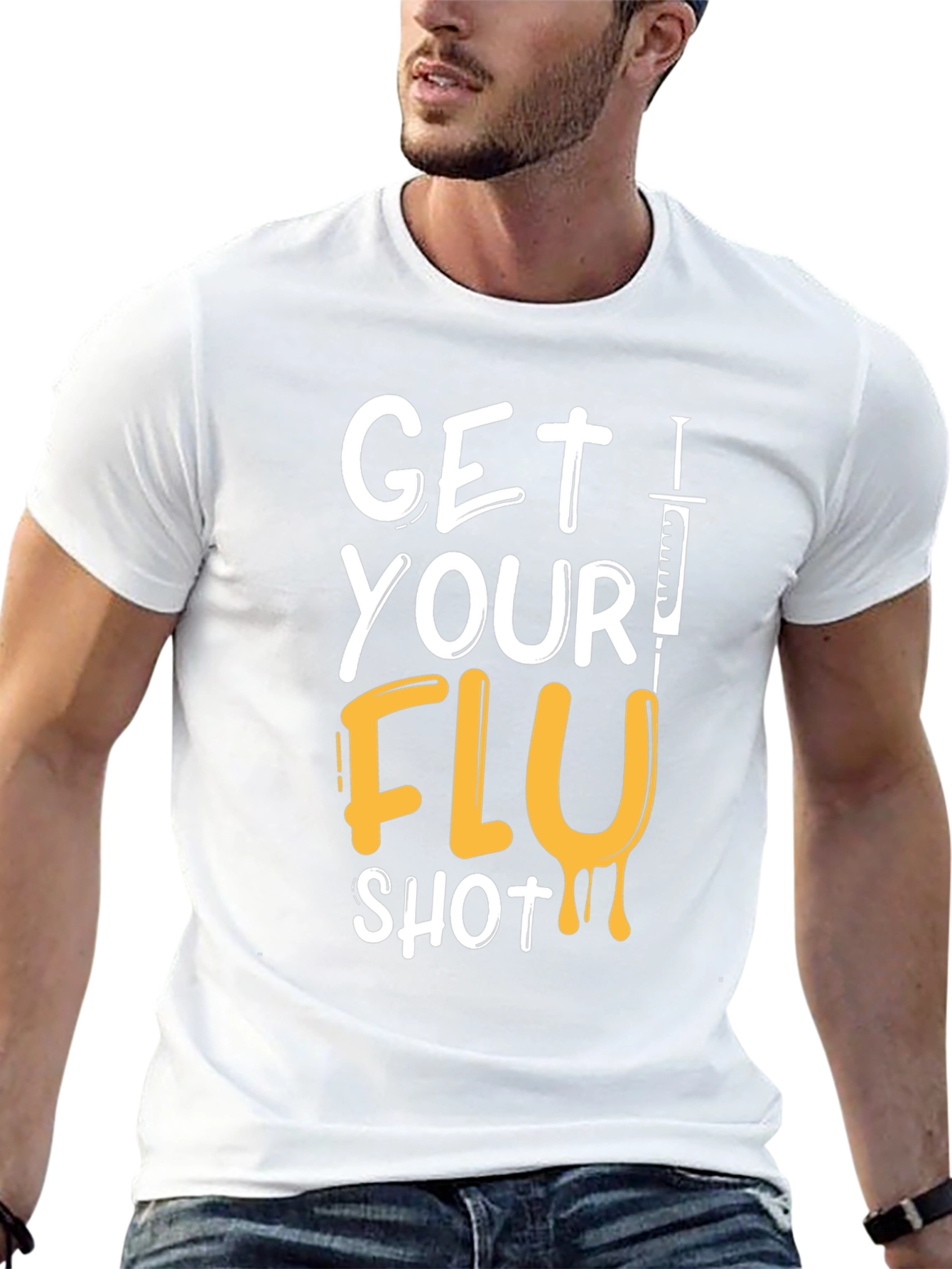 Get Your Flu Shot T-Shirt - Black Graphic Tee