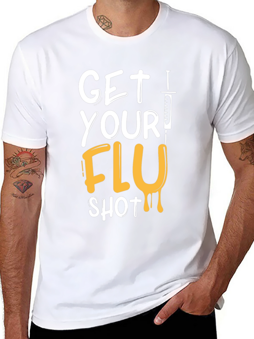 Get Your Flu Shot T-Shirt - Black Graphic Tee