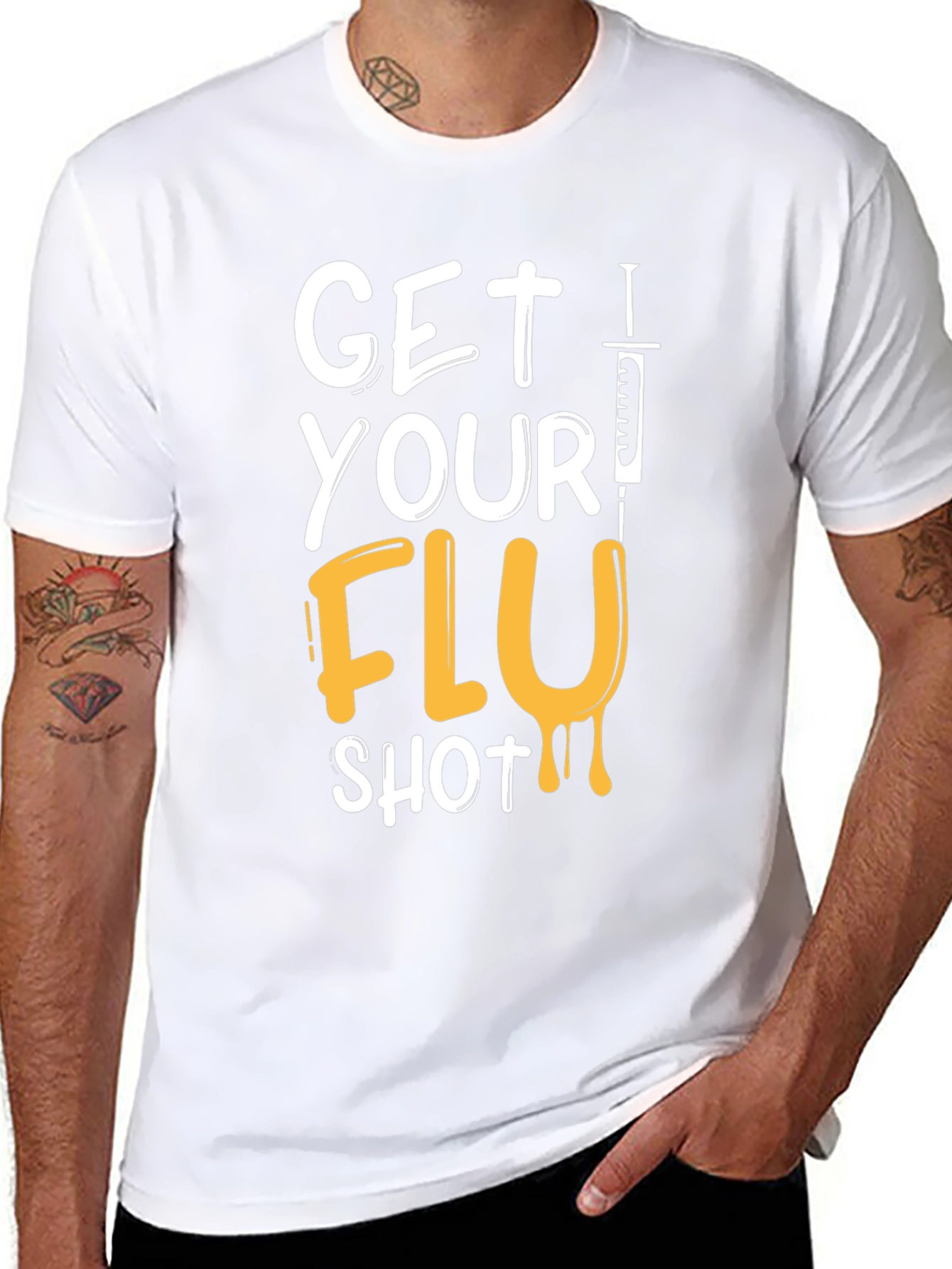 Get Your Flu Shot T-Shirt - Black Graphic Tee