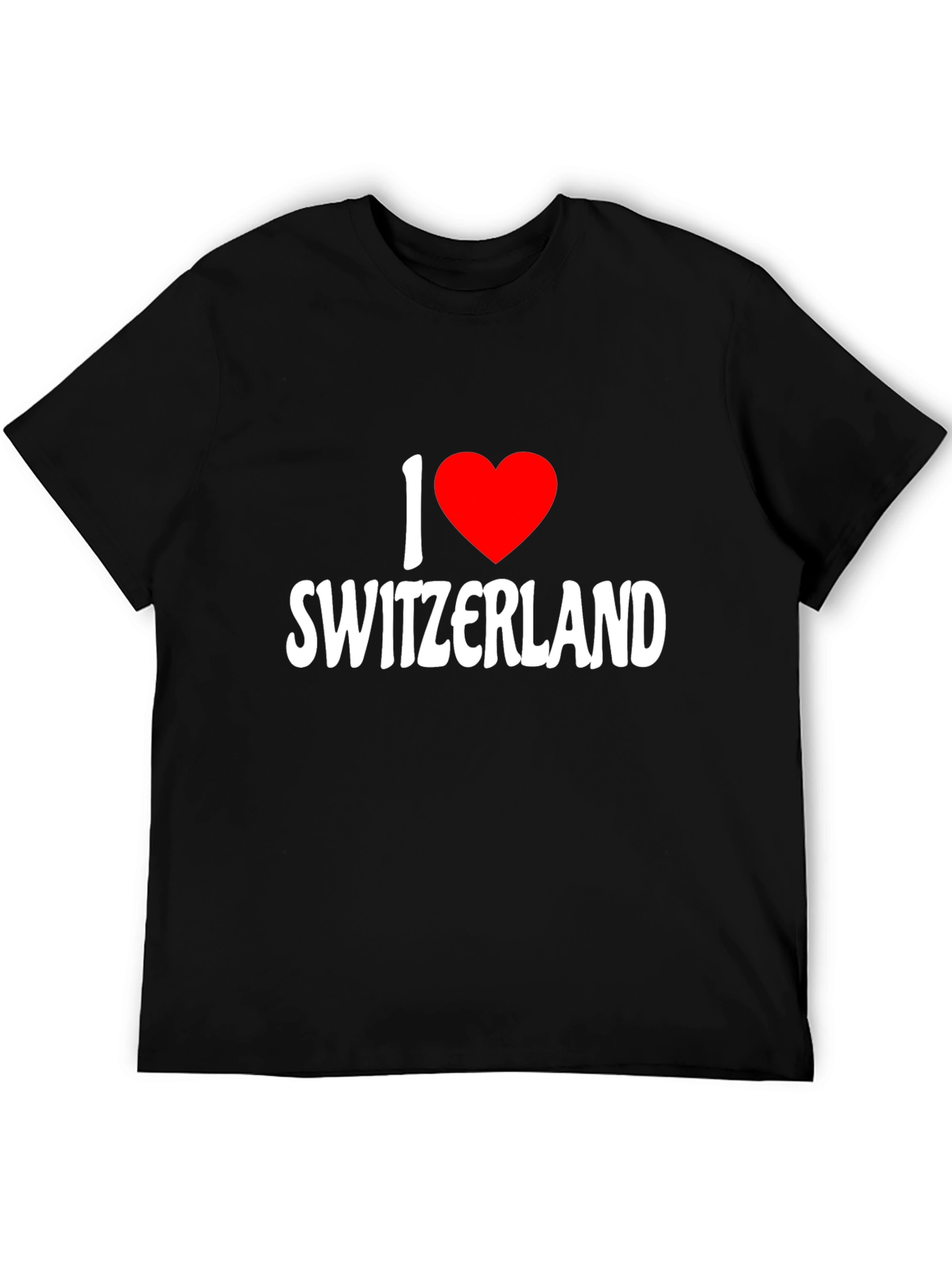 I Love Switzerland Graphic Black T-Shirt