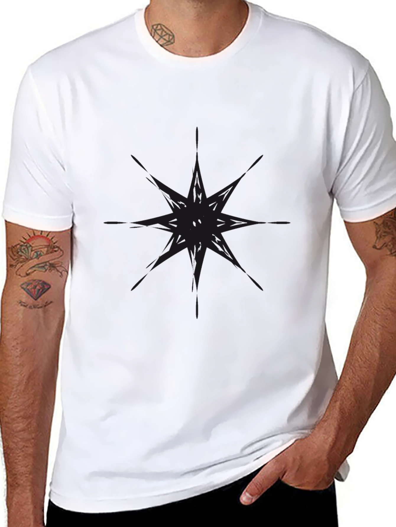Mens Black Graphic Tee - Modern Style