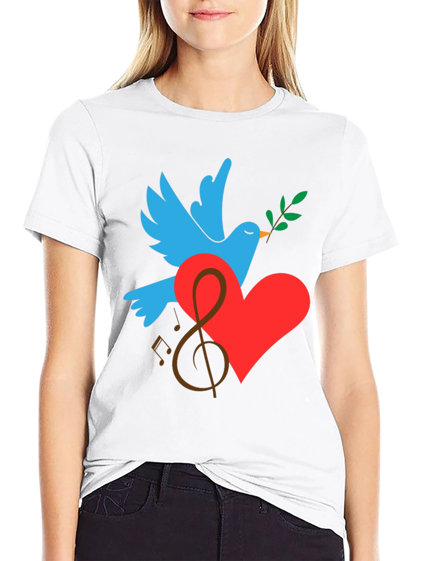 Peace Dove Graphic Print Black T-Shirt