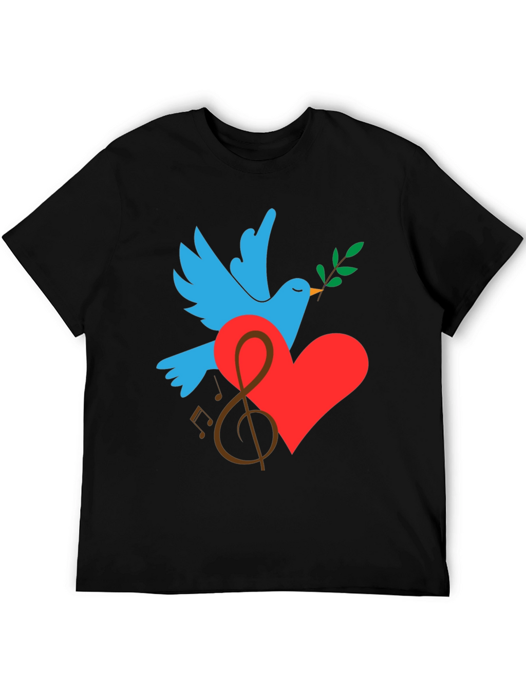 Peace Dove Graphic Print Black T-Shirt
