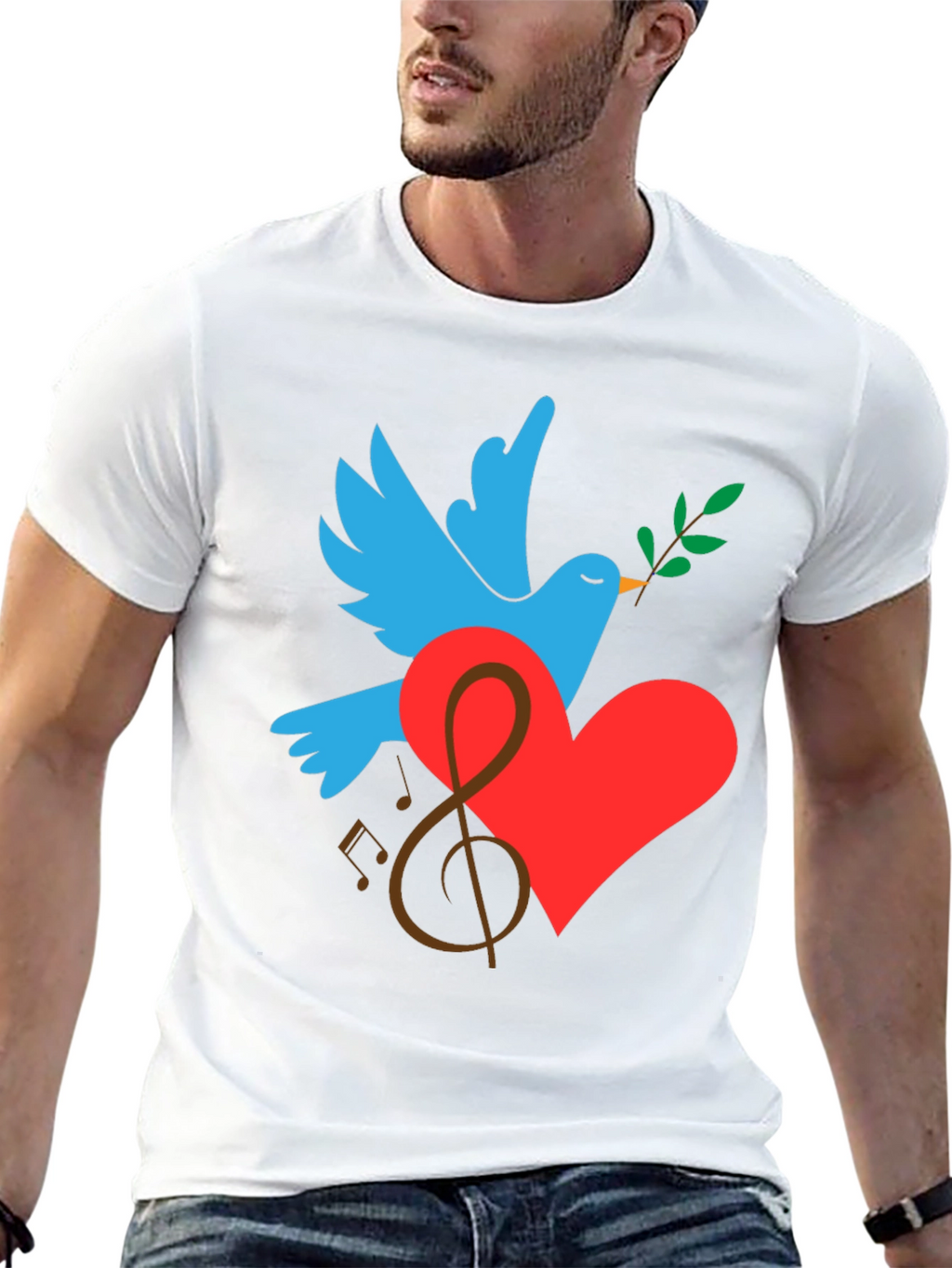 Peace Dove Graphic Print Black T-Shirt