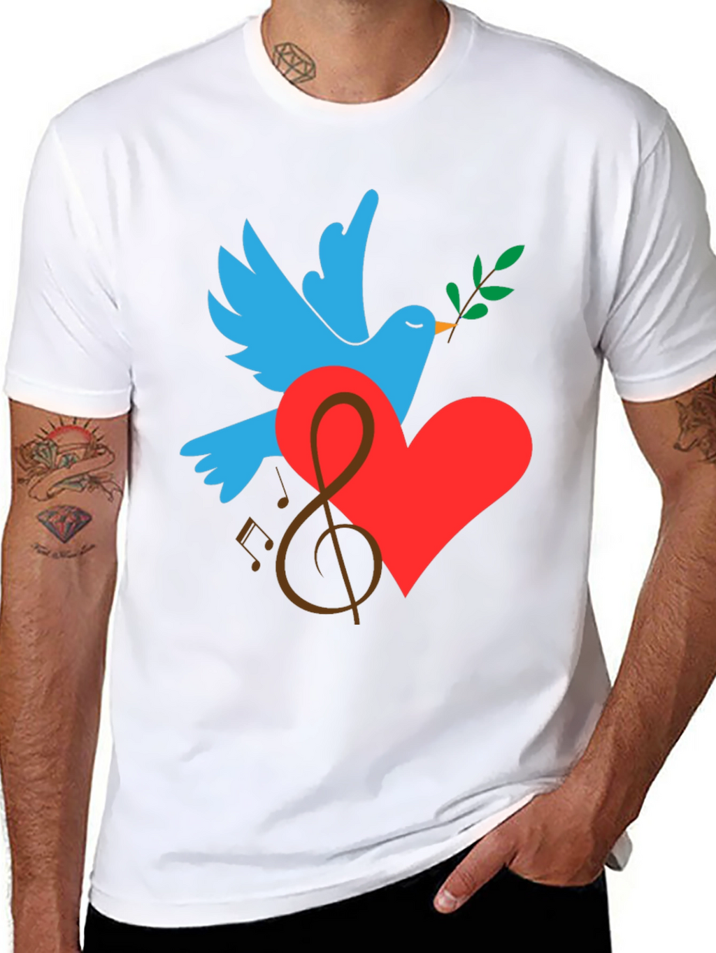 Peace Dove Graphic Print Black T-Shirt