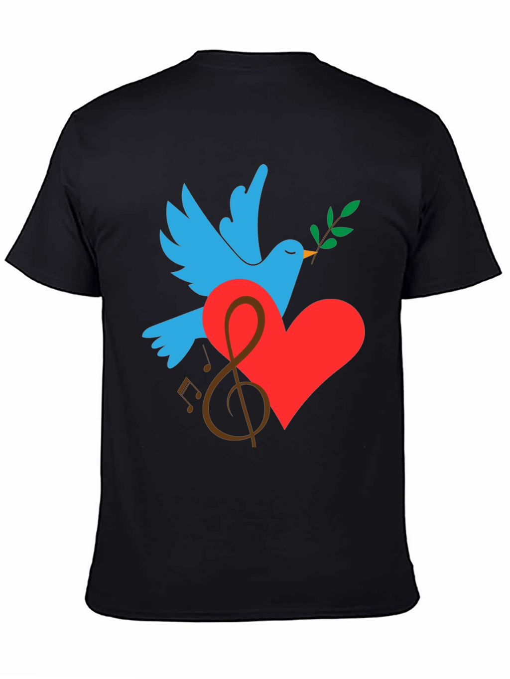 Peace Dove Graphic Print Black T-Shirt