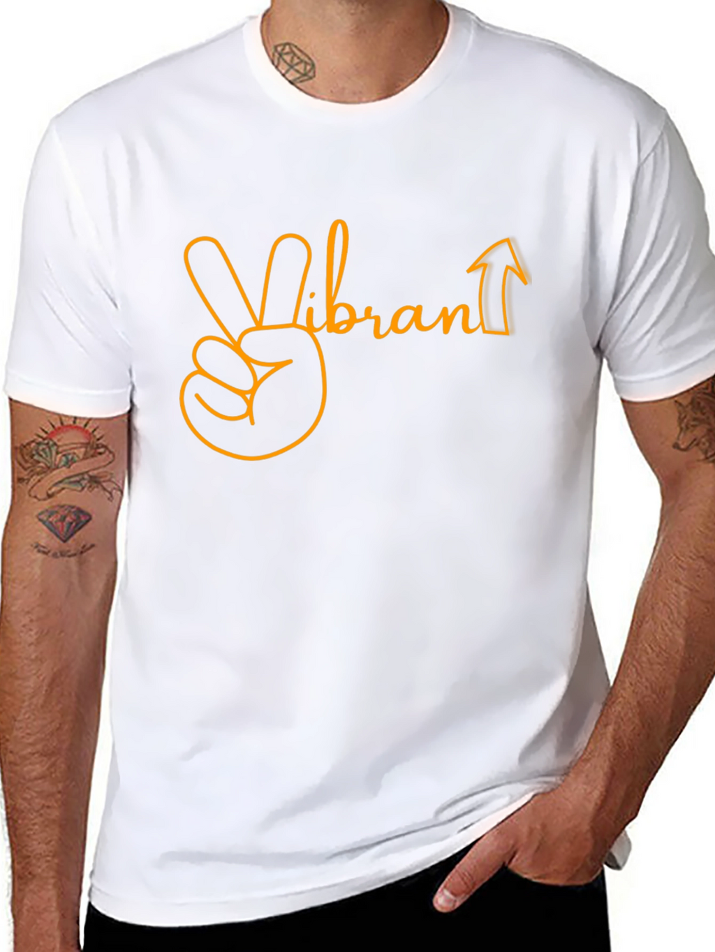 Vibrant Up Graphic Tee - Black Cotton Blend