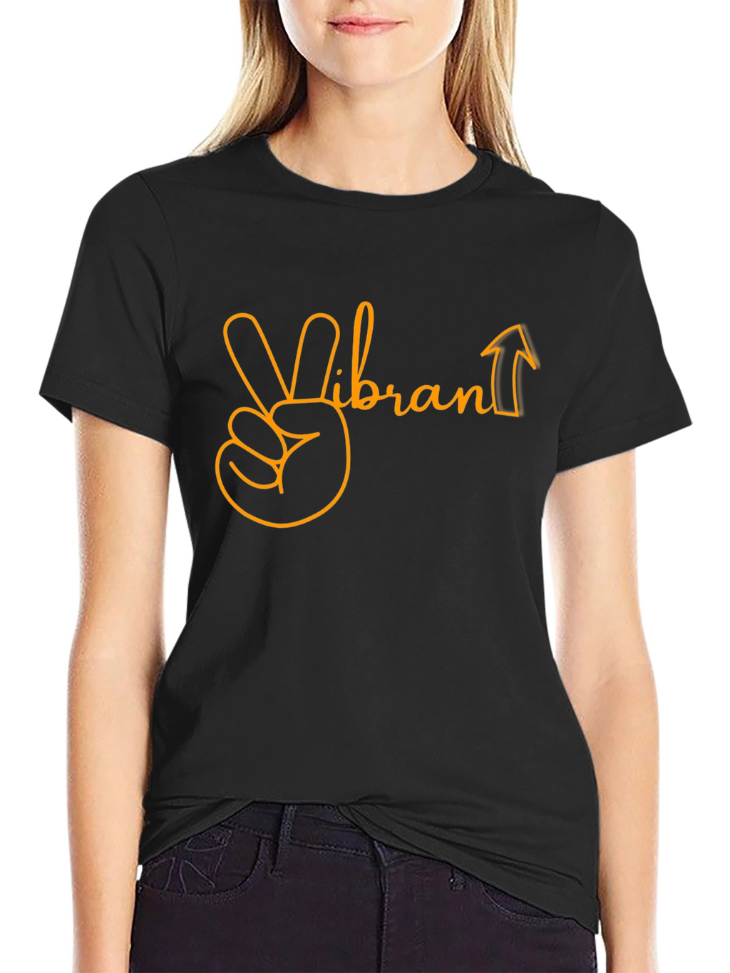 Vibrant Up Graphic Tee - Black Cotton Blend