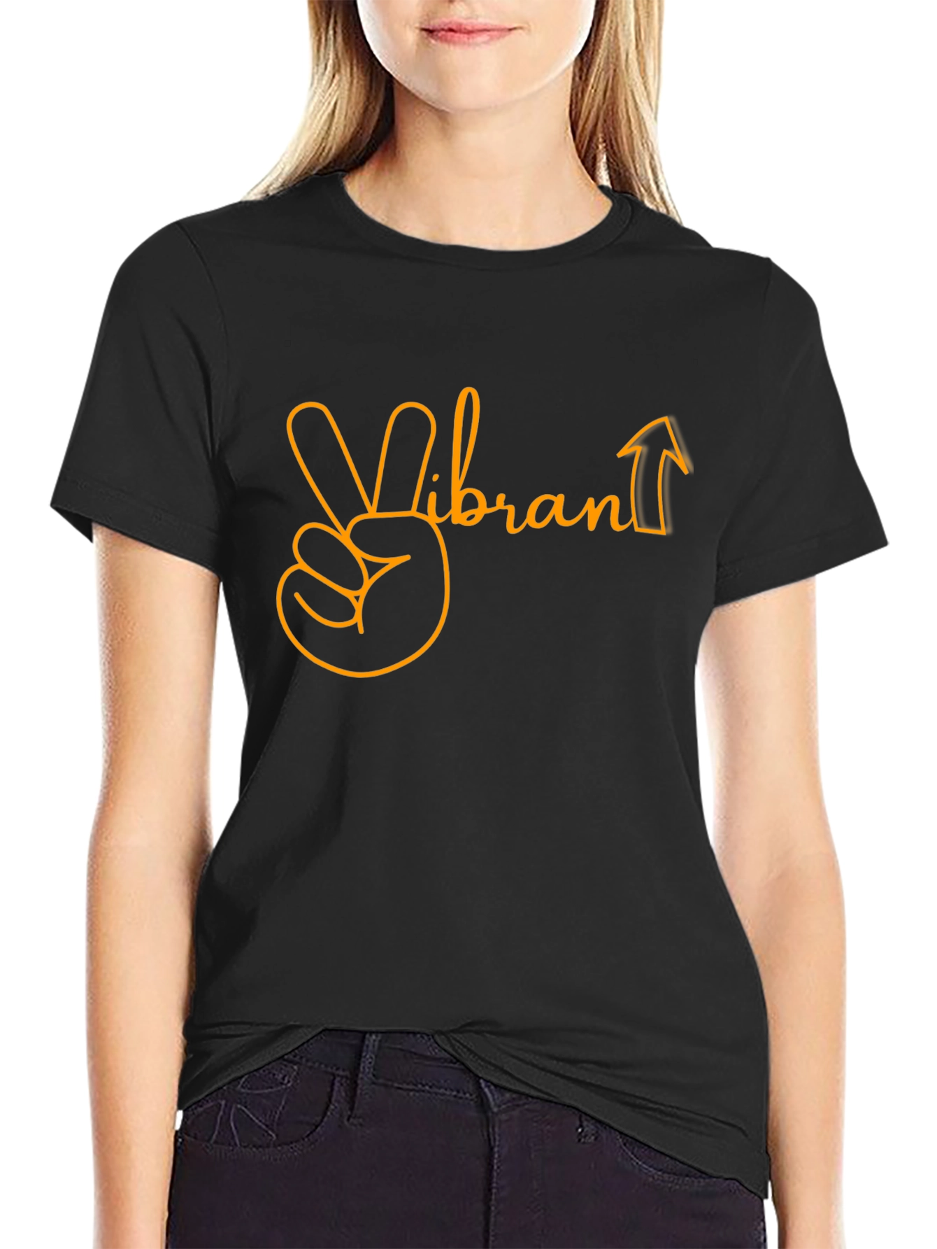 Vibrant Up Graphic Tee - Black Cotton Blend