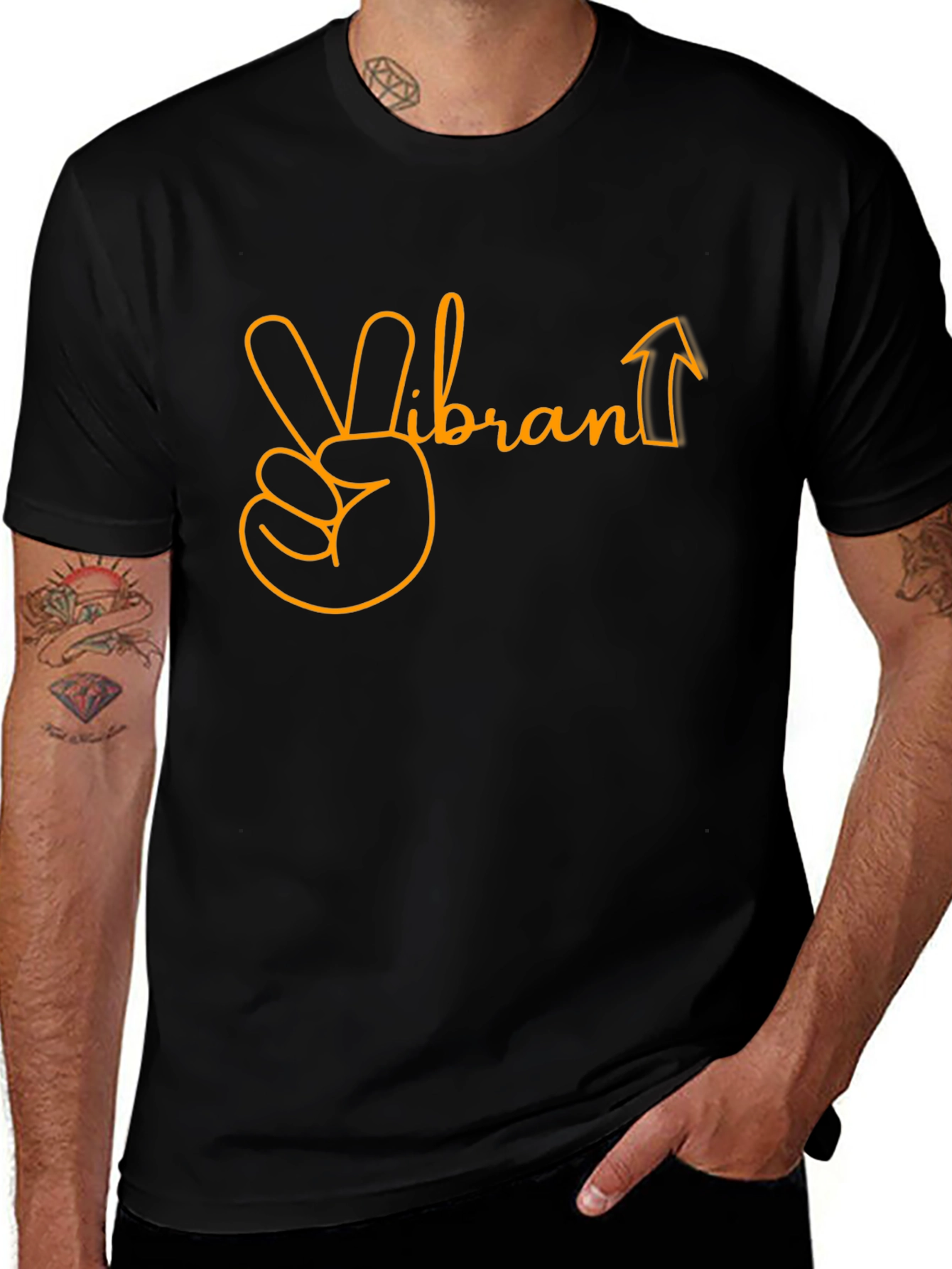 Vibrant Up Graphic Tee - Black Cotton Blend